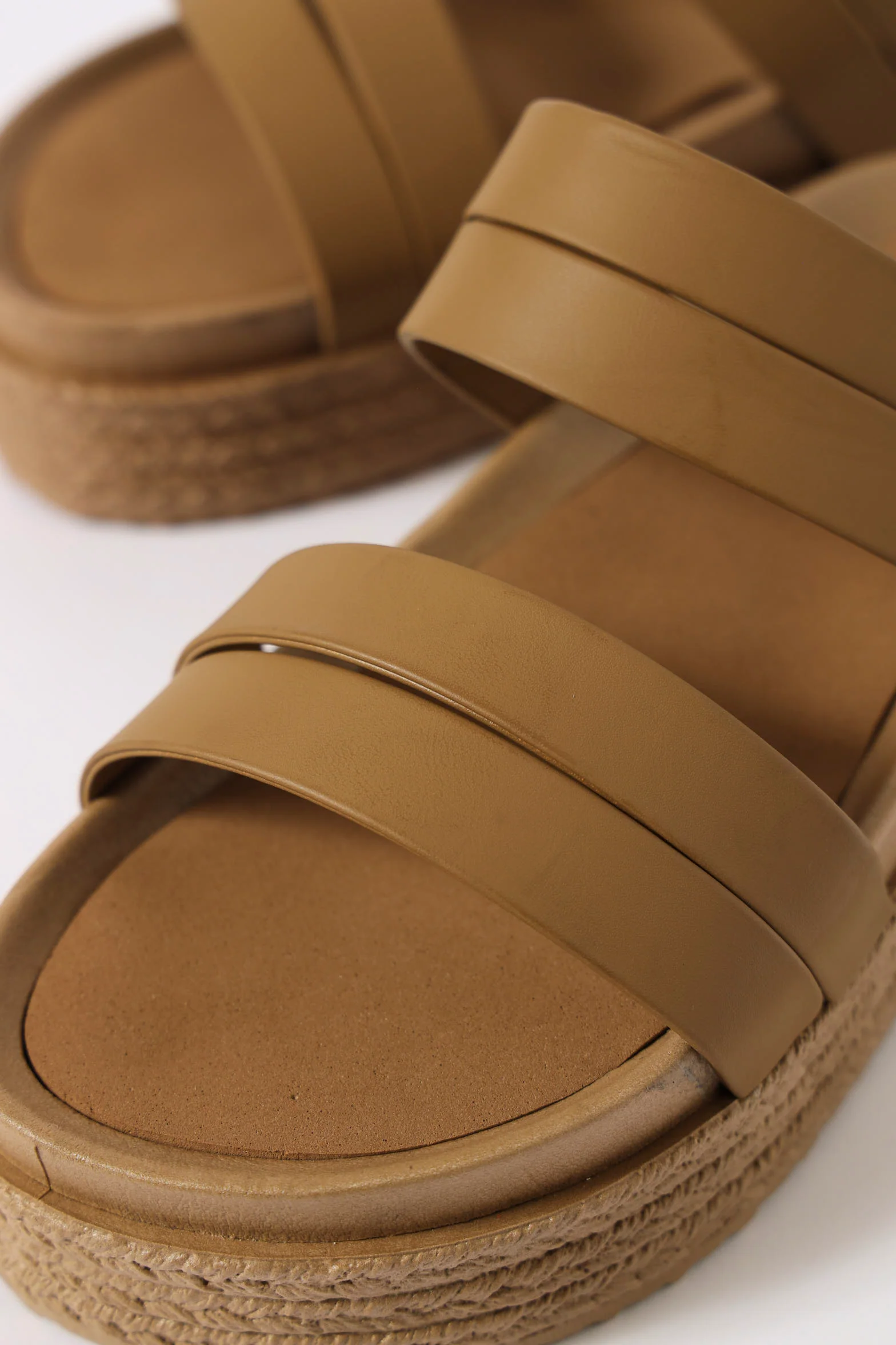 Flatform Textured Sandal - Tan - Image 2