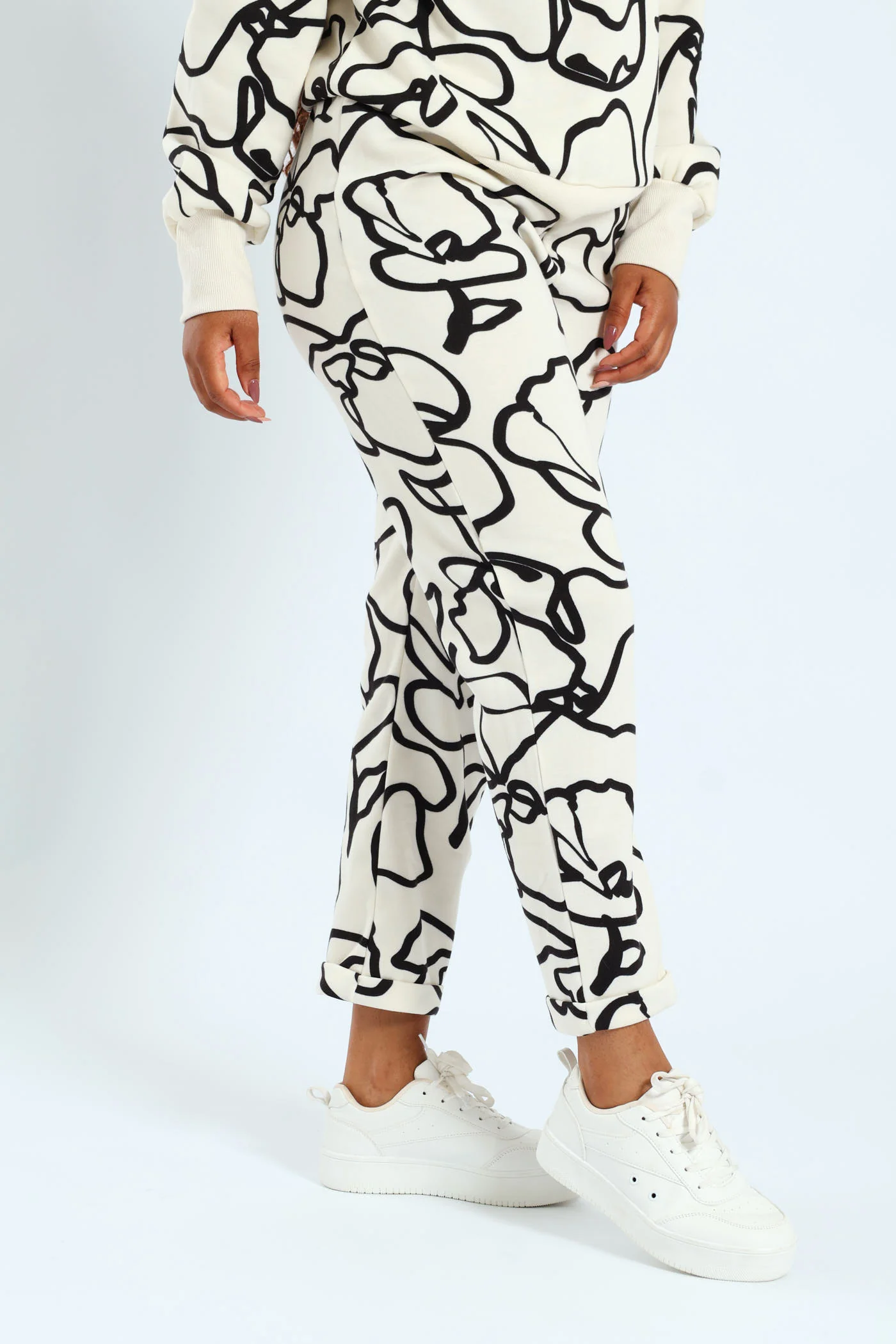 Fleece Jogger - Beige/Black - Image 4