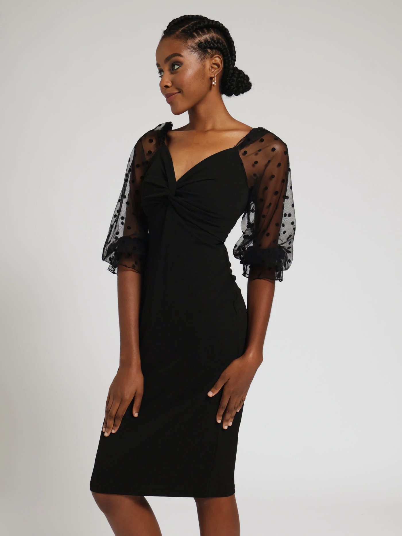 Flocked Sleeve Dress - Image 2