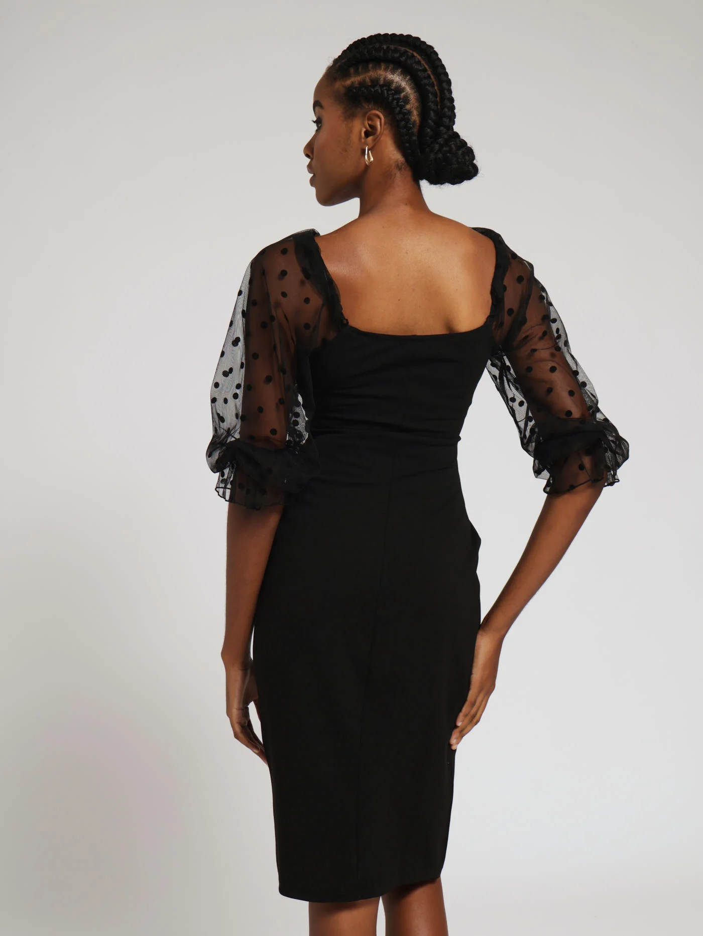 Flocked Sleeve Dress - Image 3