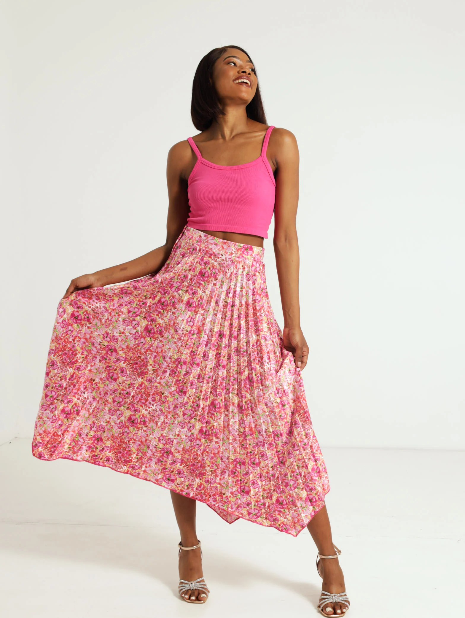 Floral Blooms Hankey Hem Pleated Skirt - Image 2