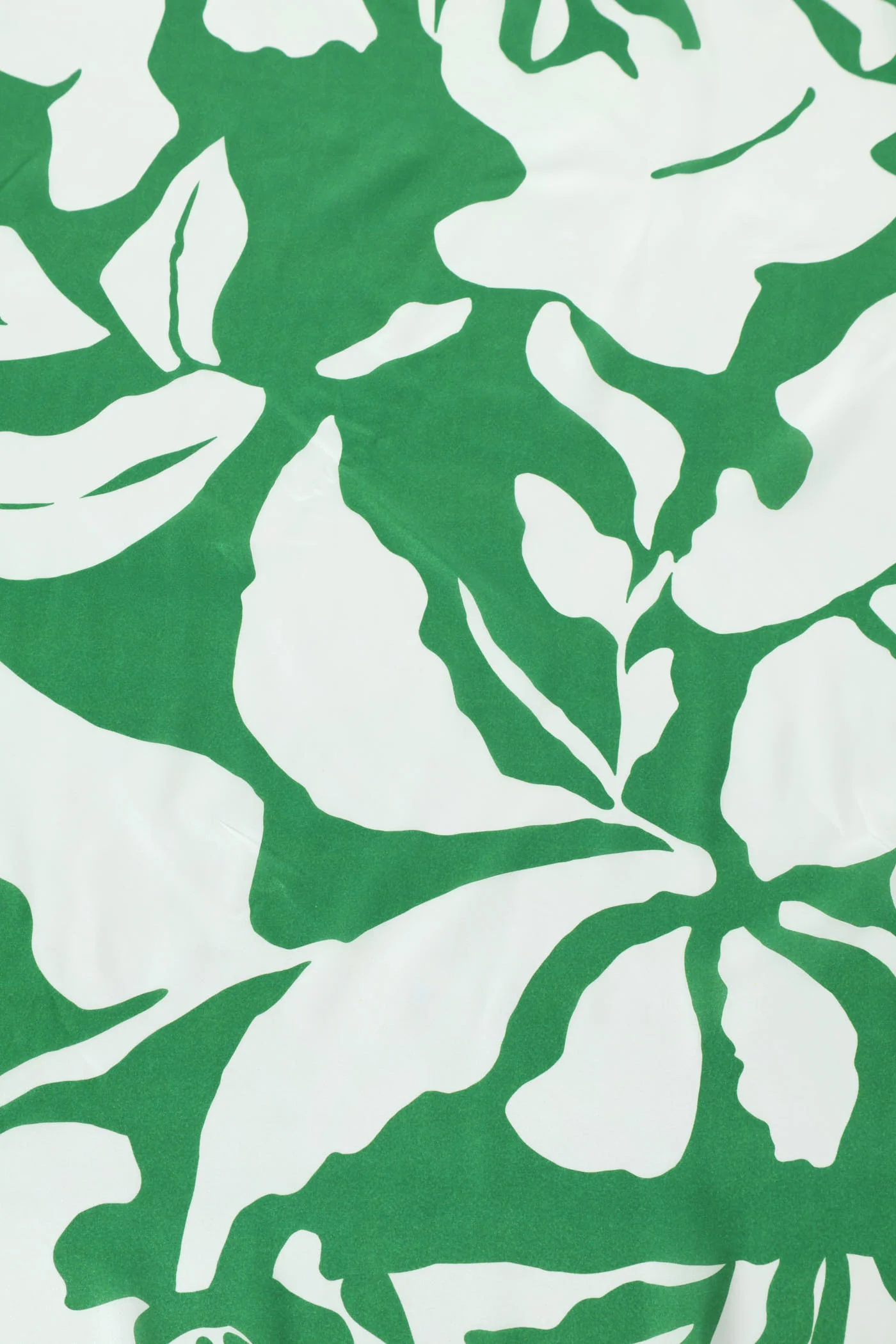 Floral & Foliage Print Satin Scarf - Green - Image 2