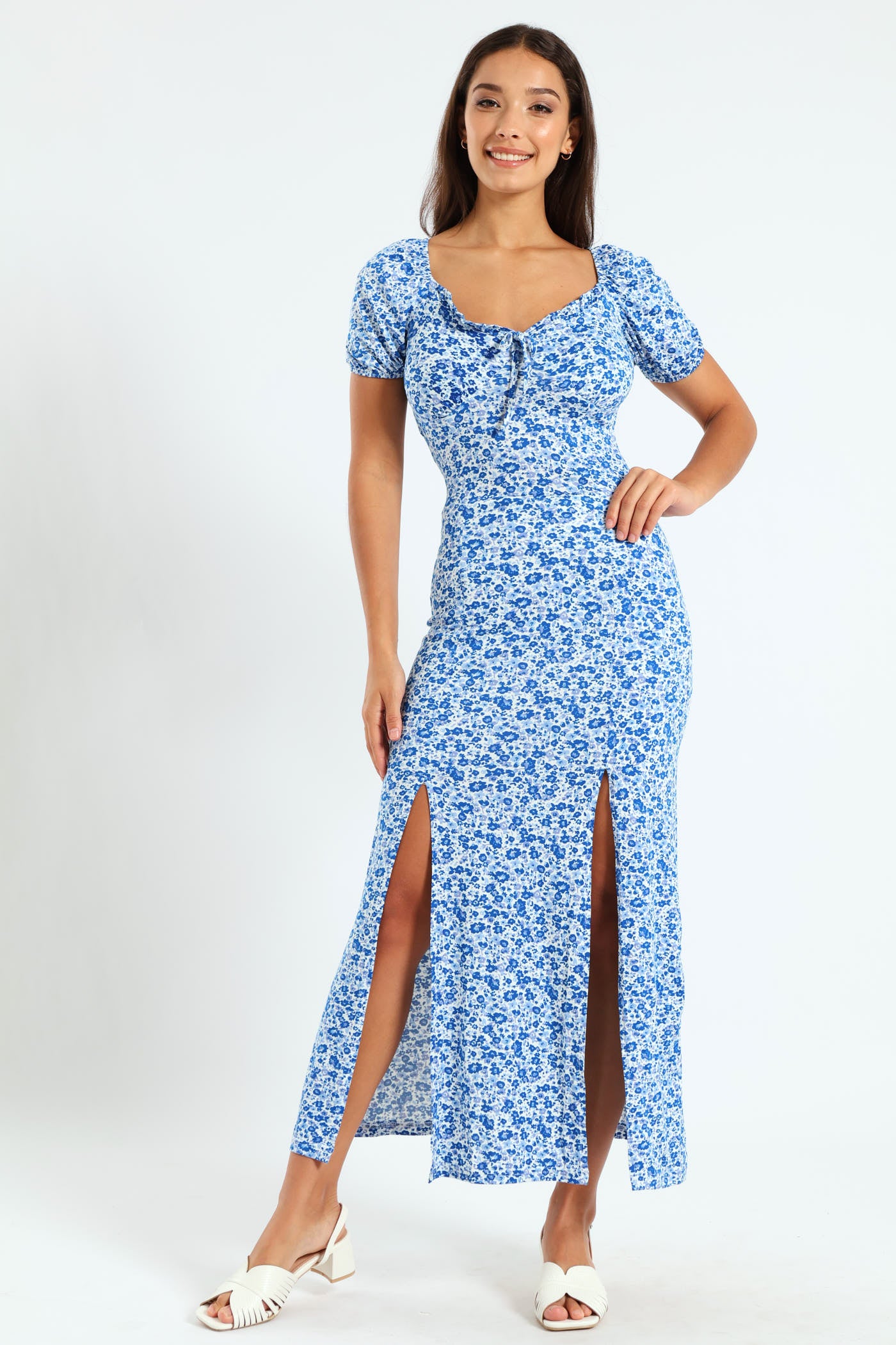 Floral Midi Dress - Blue