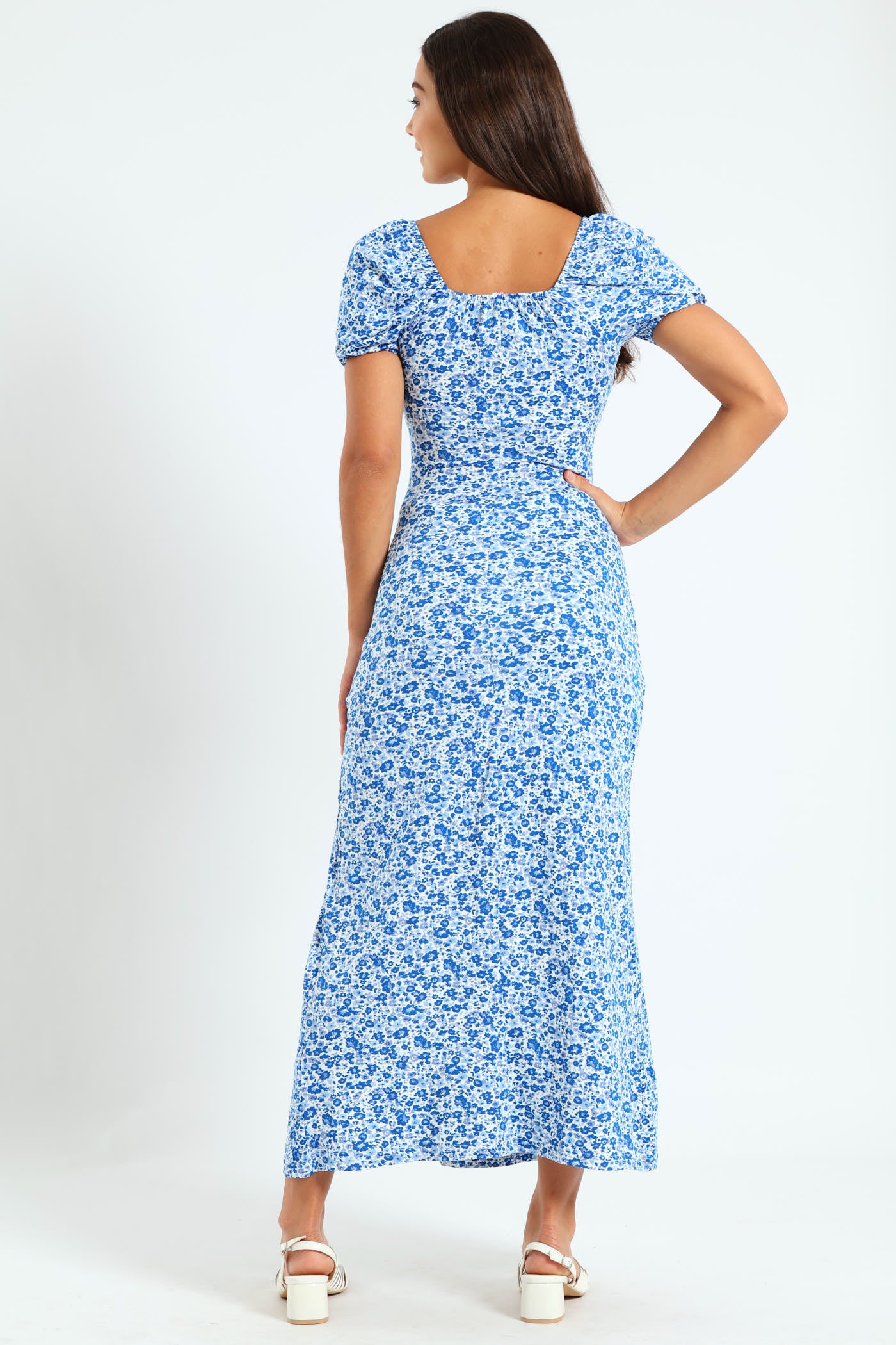 Floral Midi Dress - Blue - Image 6