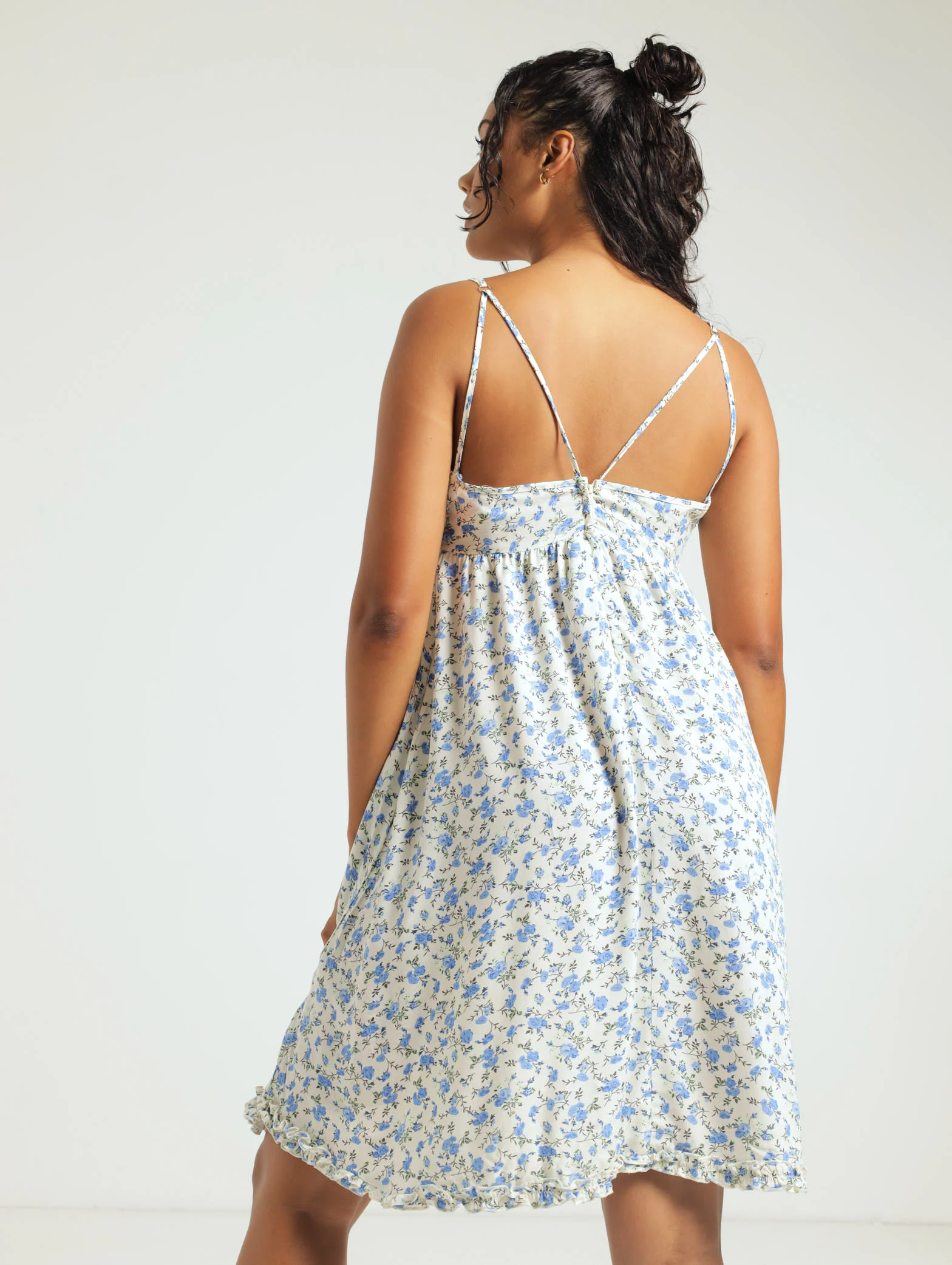 Floral Mini Dress - Beige - Image 4