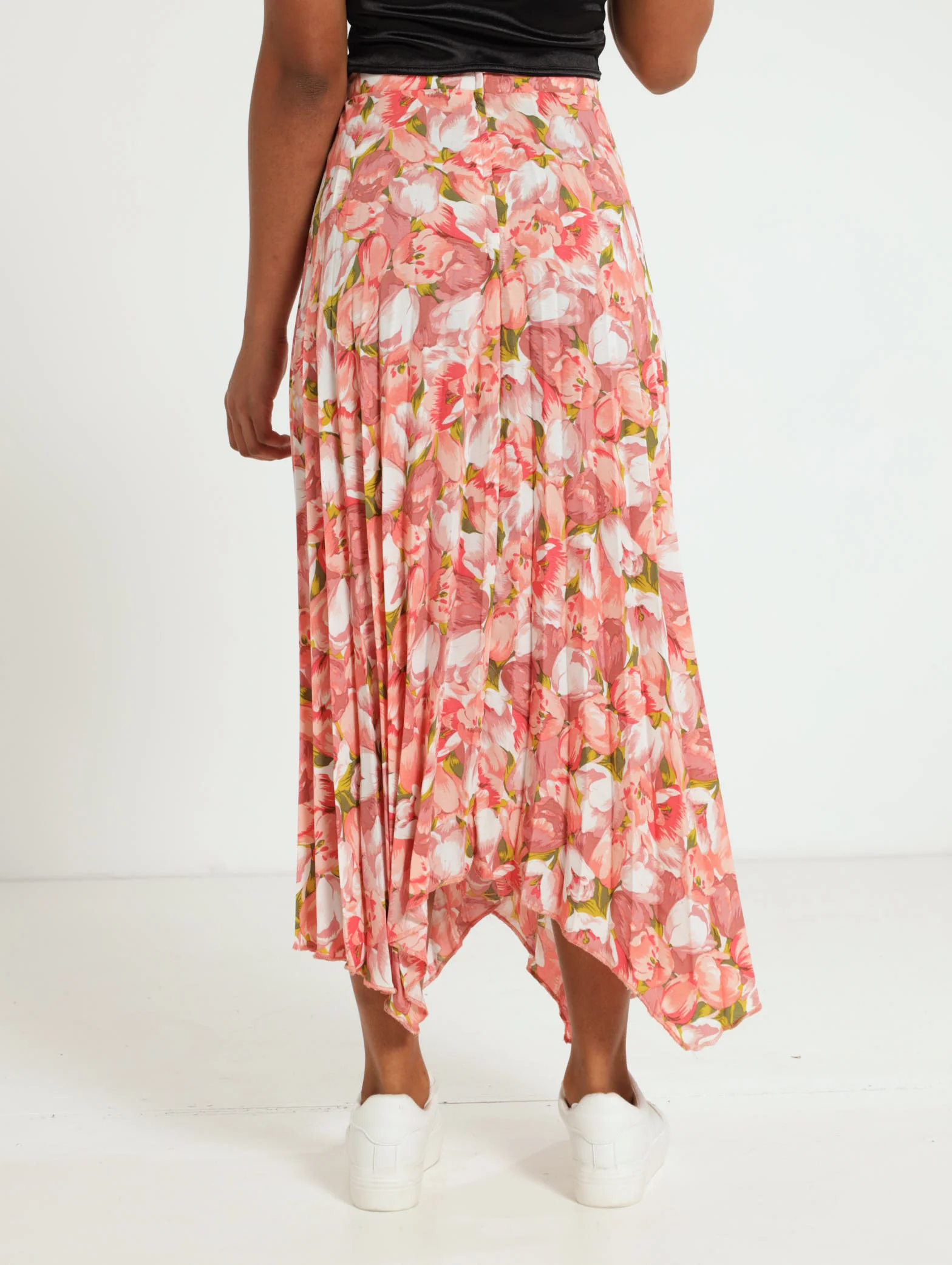 Floral Pleated Hanky Hem Skirt - Image 3