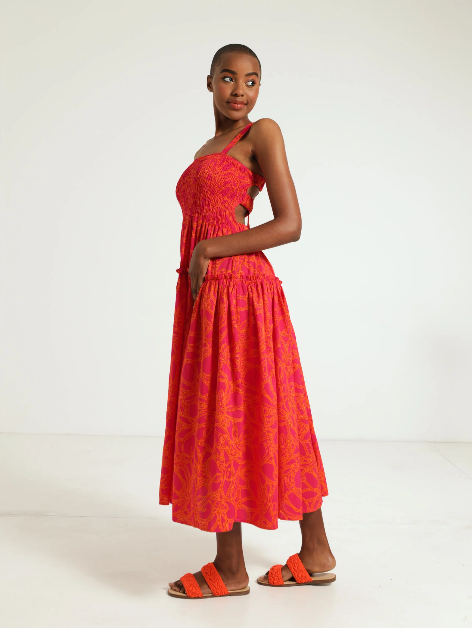 Floral Smocked Open Back Dress - Image 2