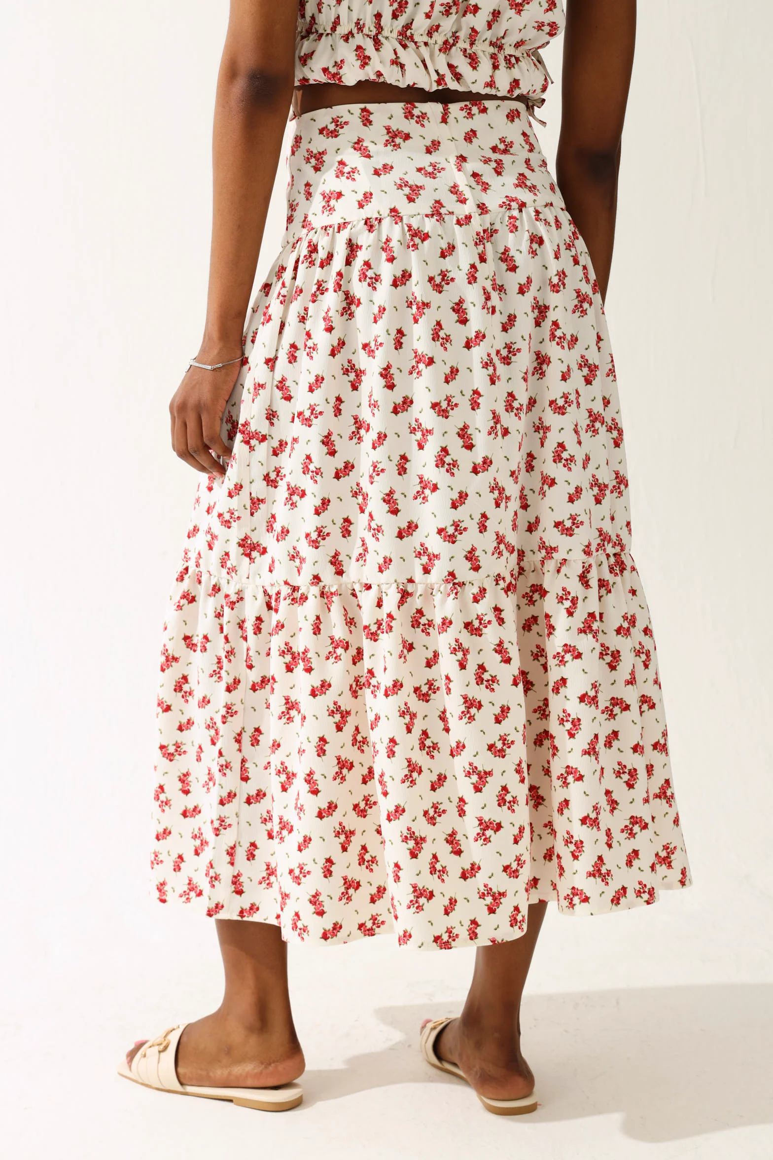 Floral Tiered Maxi Skirt - Multi - Image 4