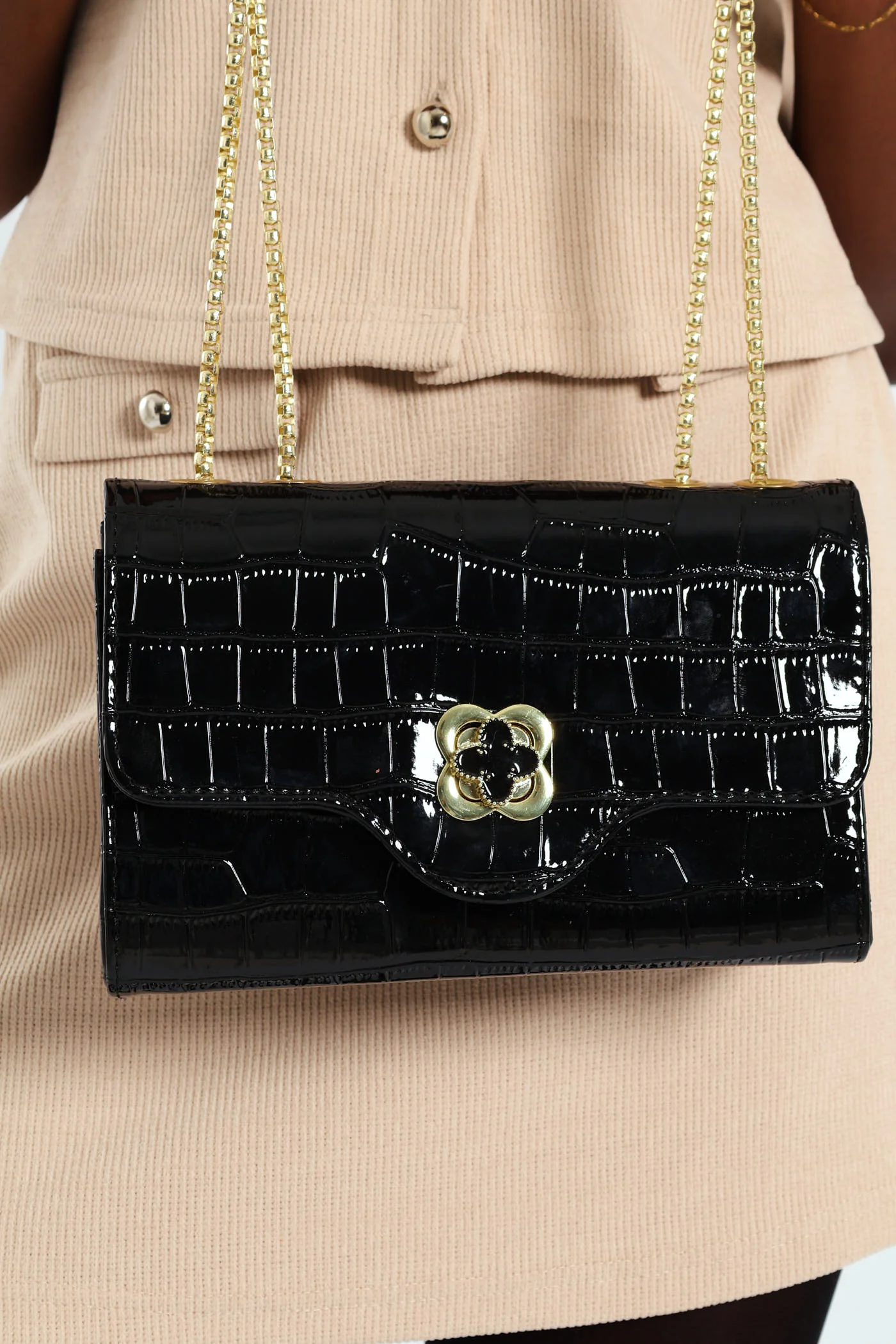 Flower Clasp Chain Satchel - Image 2