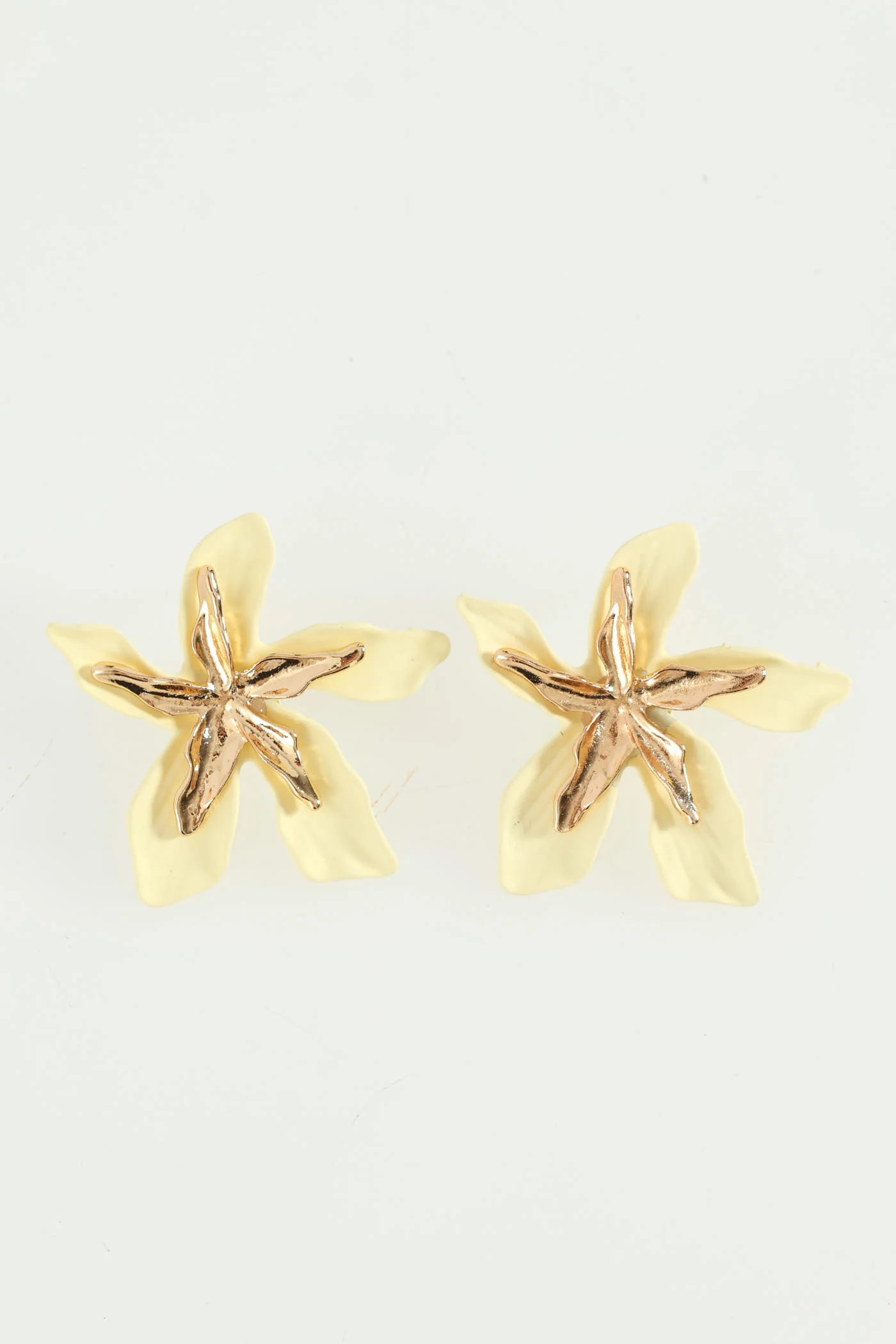 Flower Statement Earrings - Cream