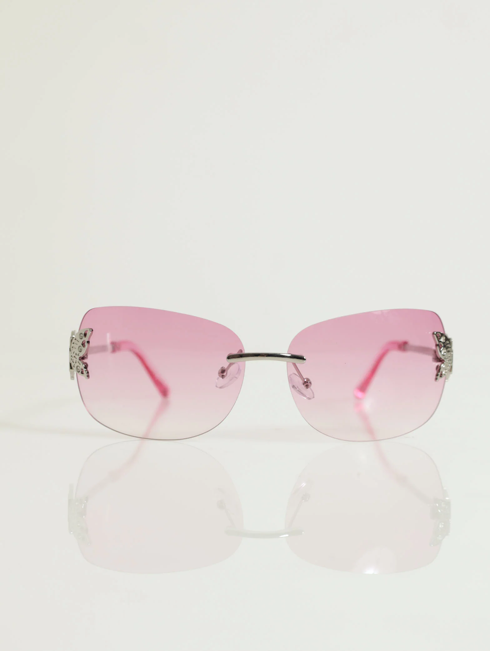 Frameless Ombre Butterfly Detail Sunglasses - Image 2