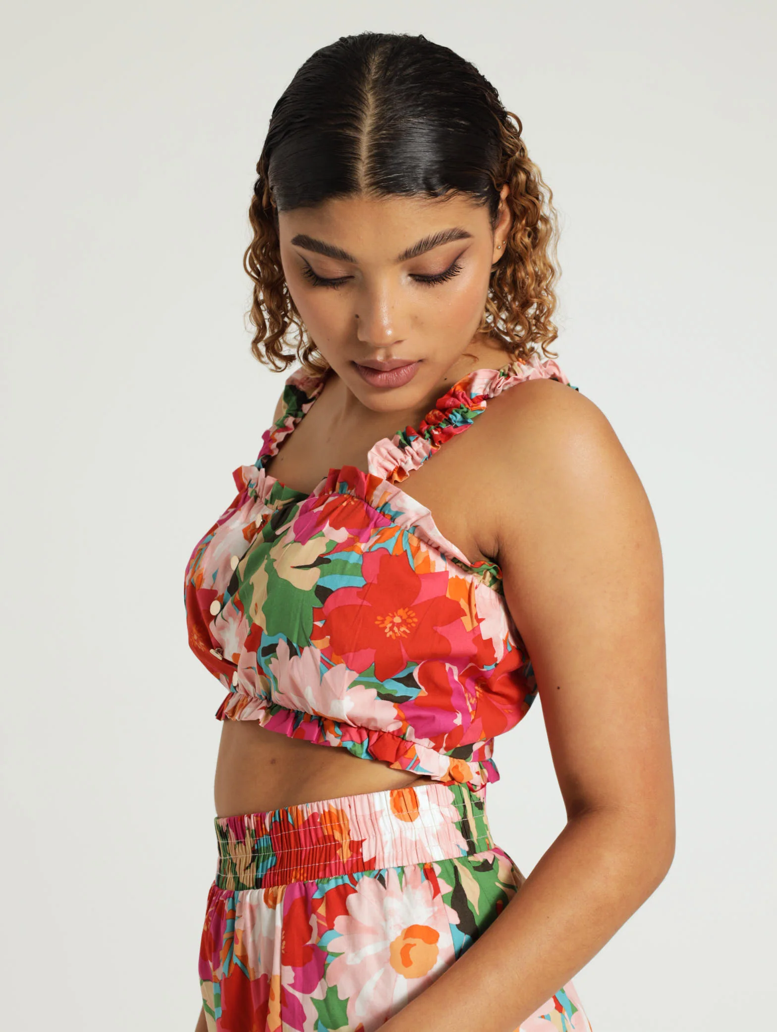 Frill Detail Poplin Floral Cami - Image 2