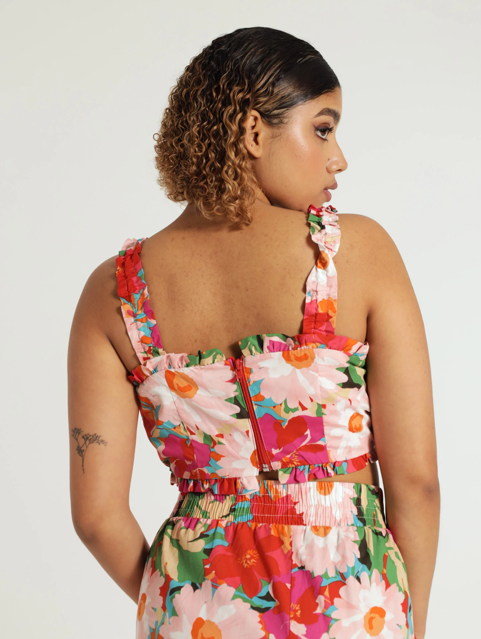 Frill Detail Poplin Floral Cami - Image 3