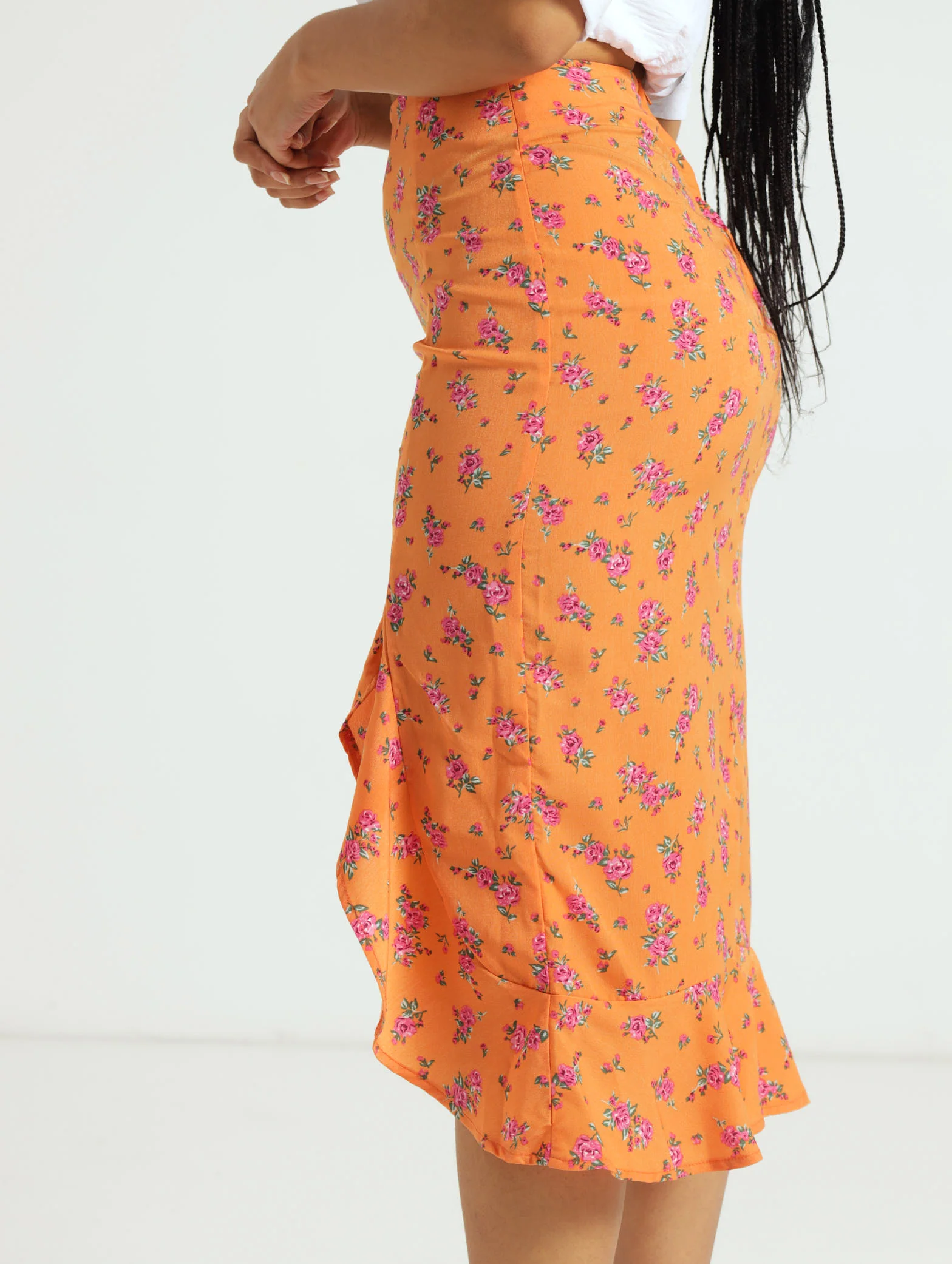 Frill Front Floral Midi Skirt - Image 2