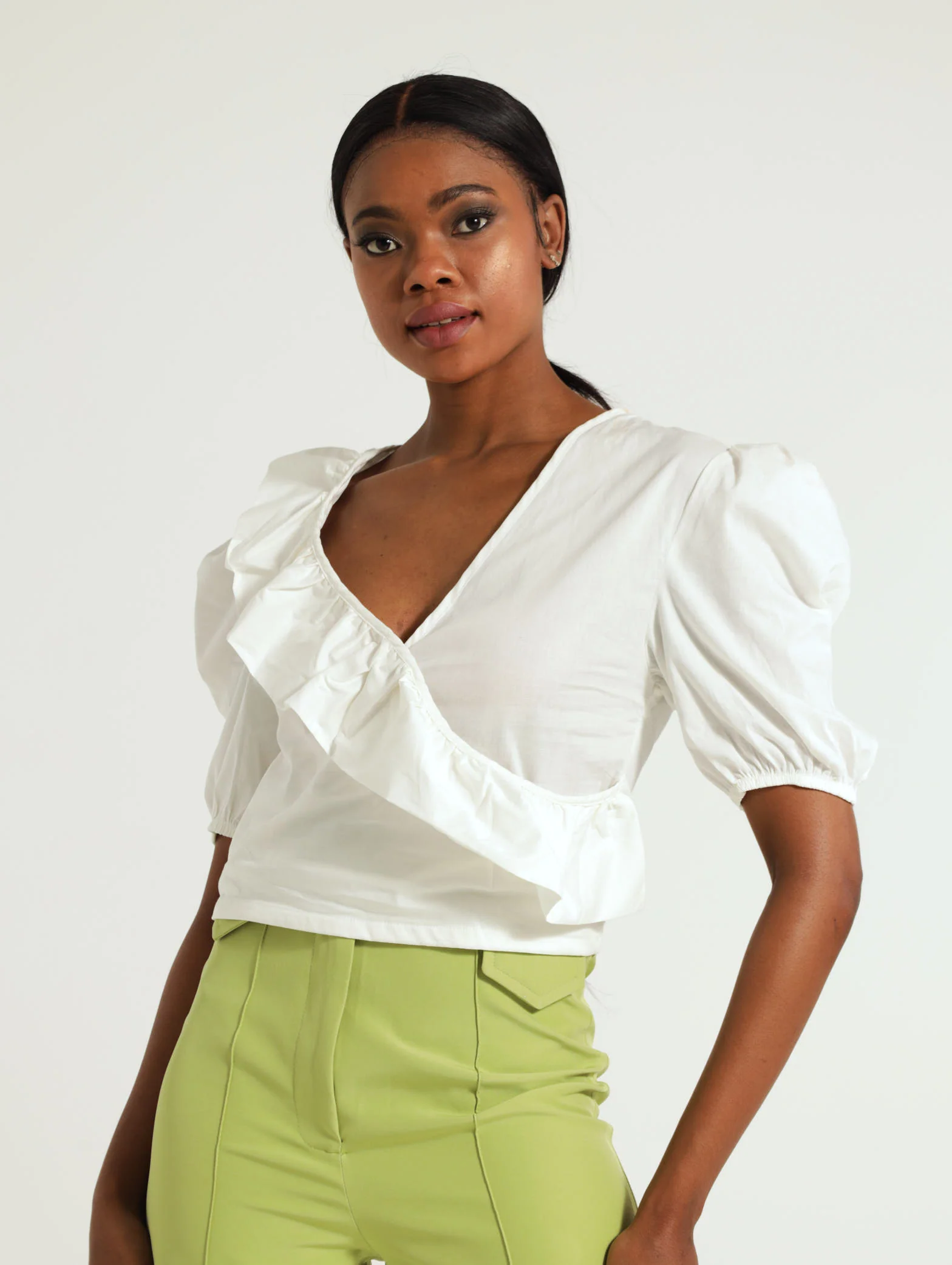 Frill Neck Wrap Top