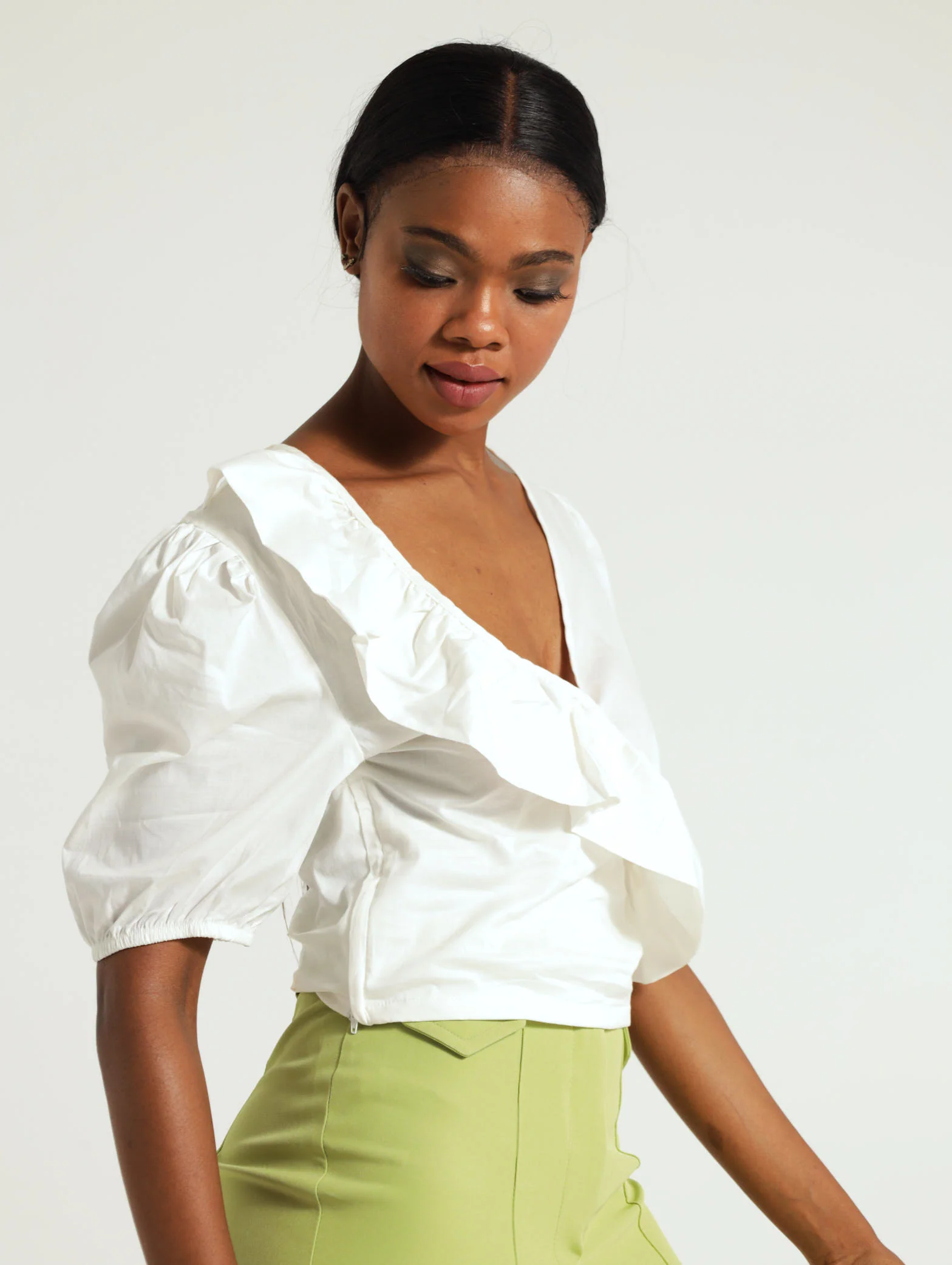 Frill Neck Wrap Top - Image 2