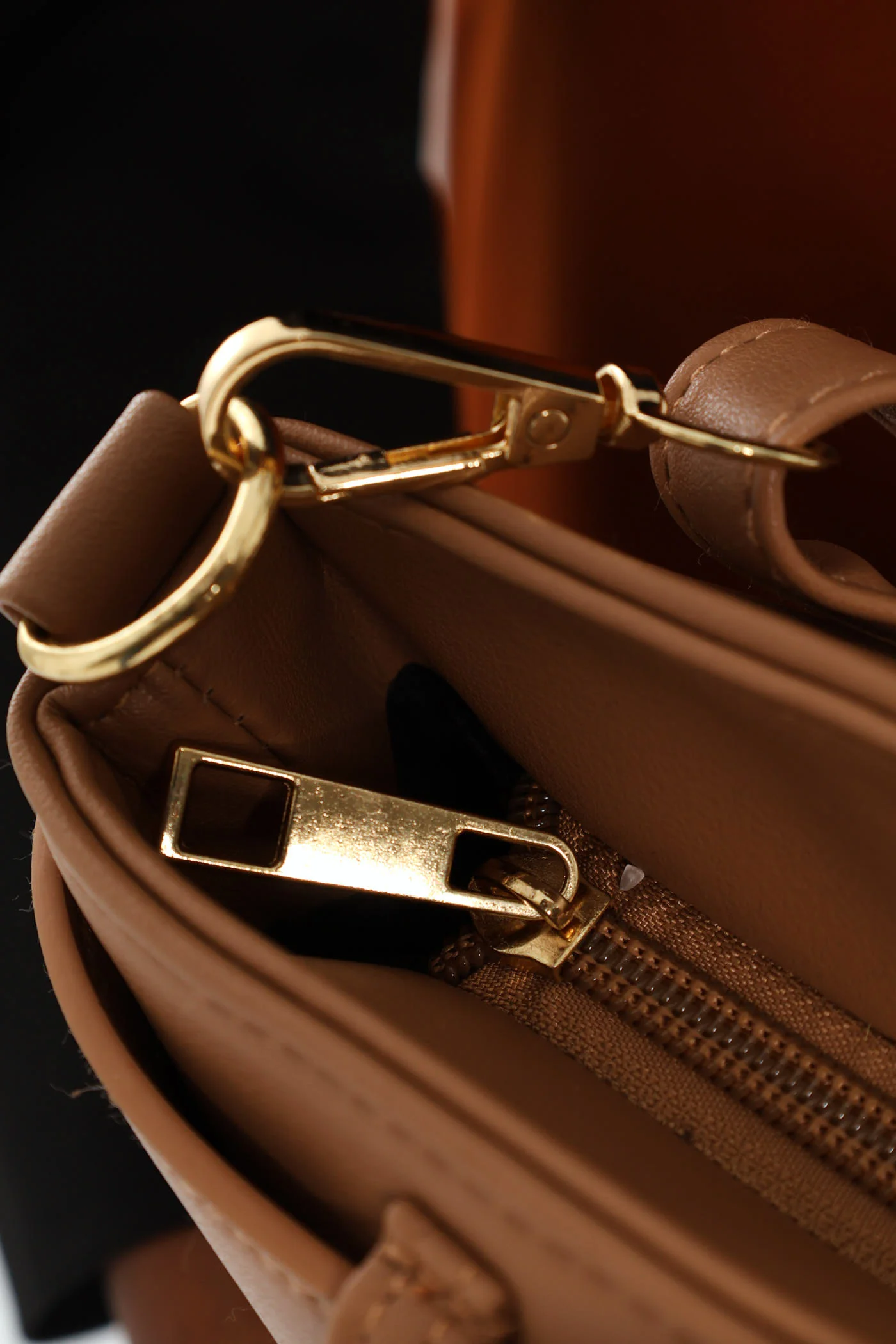 Front Buckle Detail Shopper Bag - Caramel - Image 7