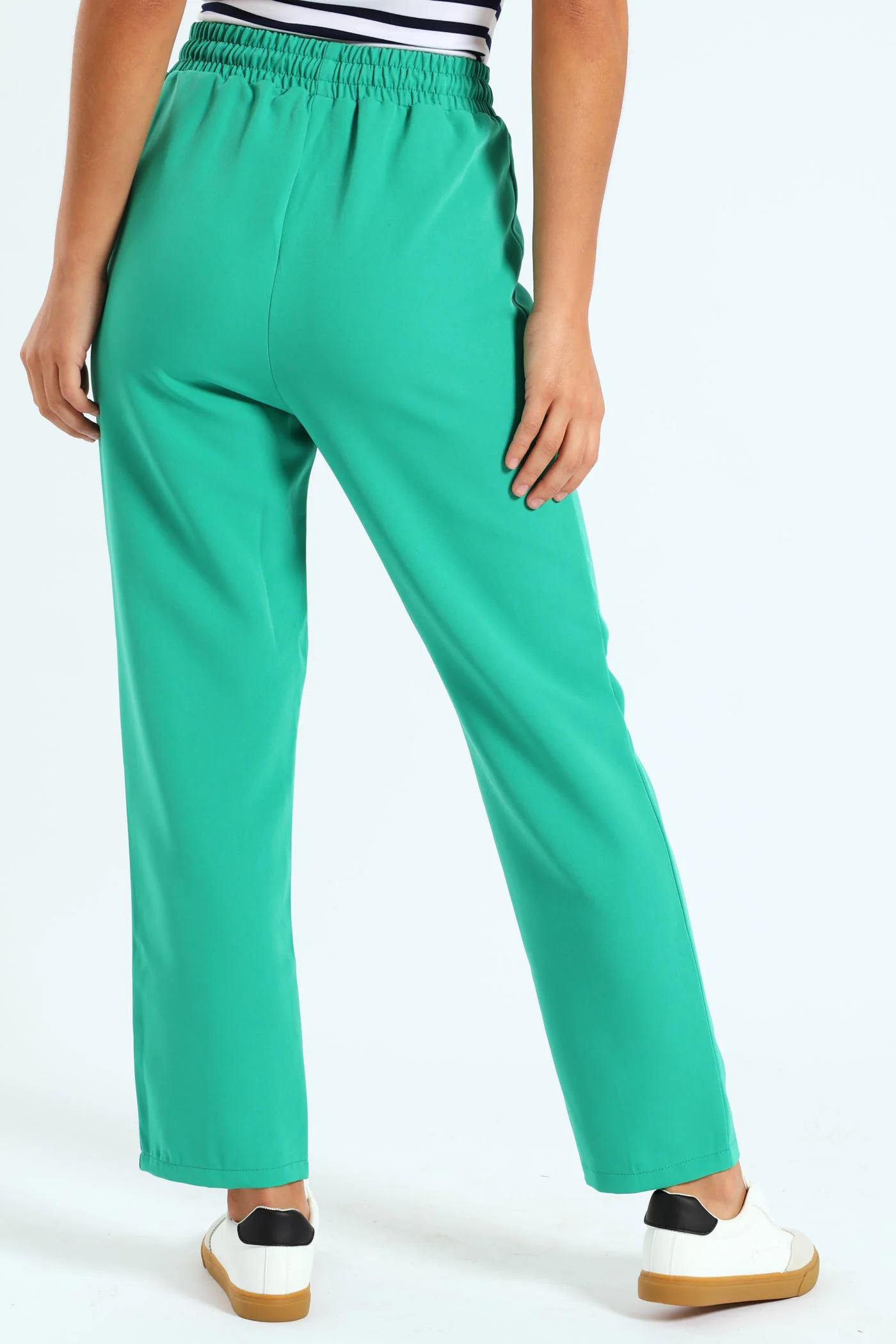 Front Pin Tuck Barbi Slim Leg Pants - Dark Green - Image 5