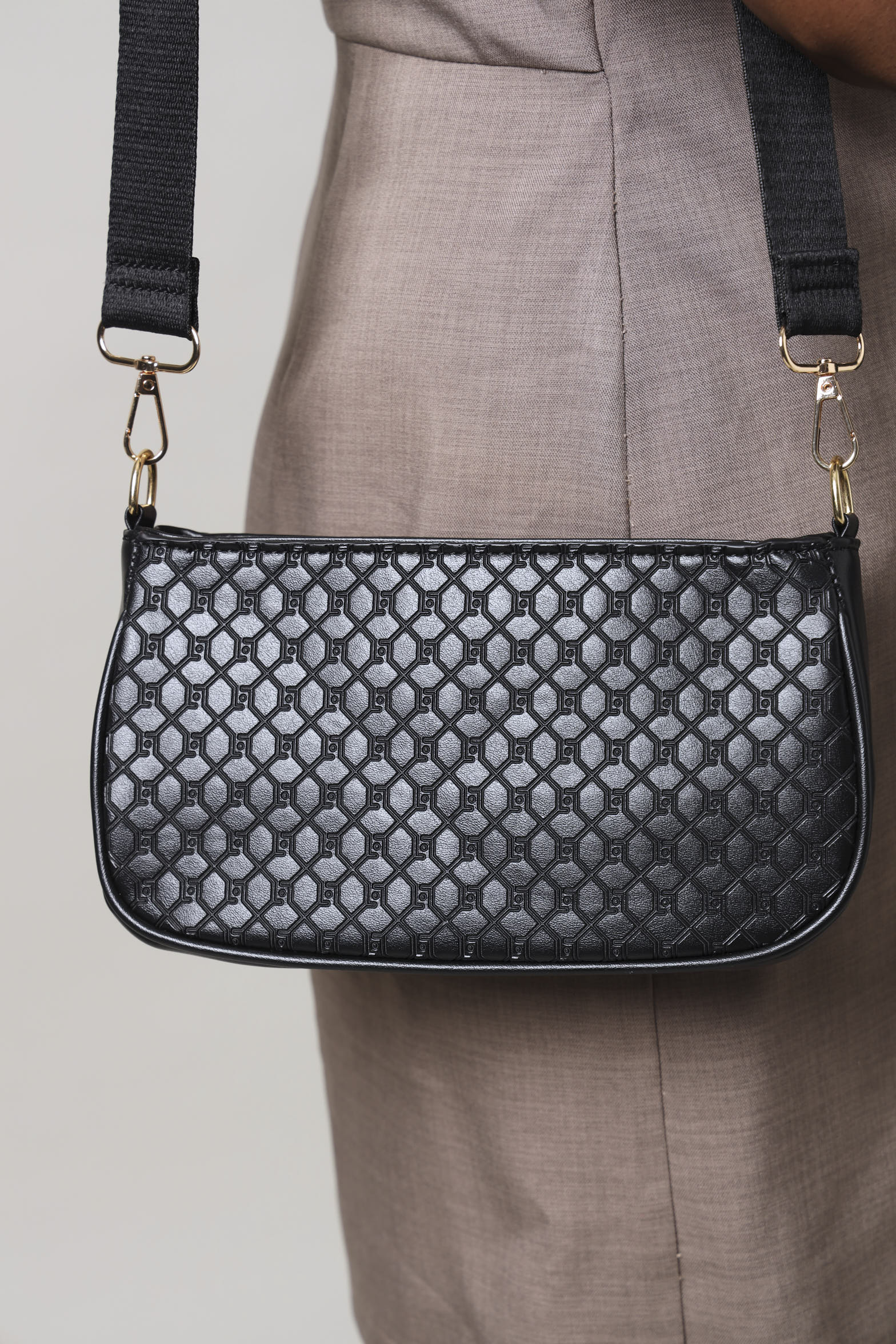 Front Pocket Crossover Satchel Bag -  Black - Image 3