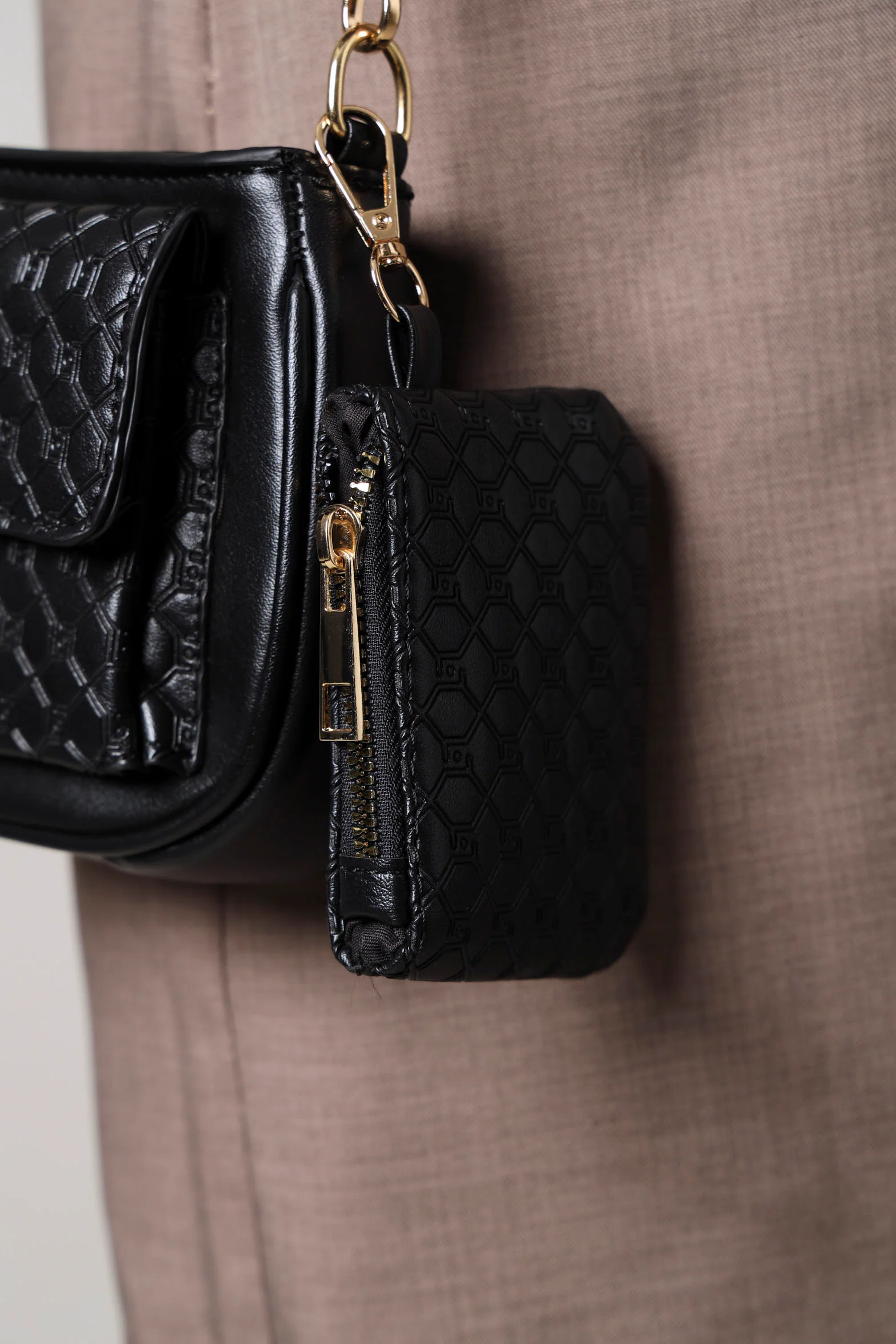 Front Pocket Crossover Satchel Bag -  Black - Image 4