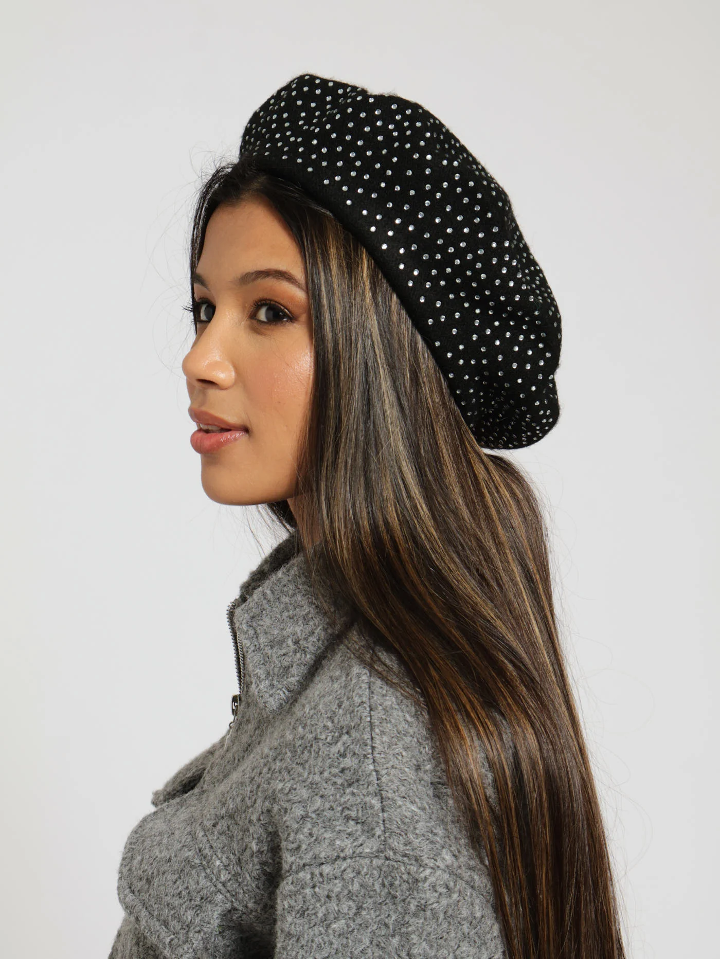 Full Diamante Beret - Silver - Image 2