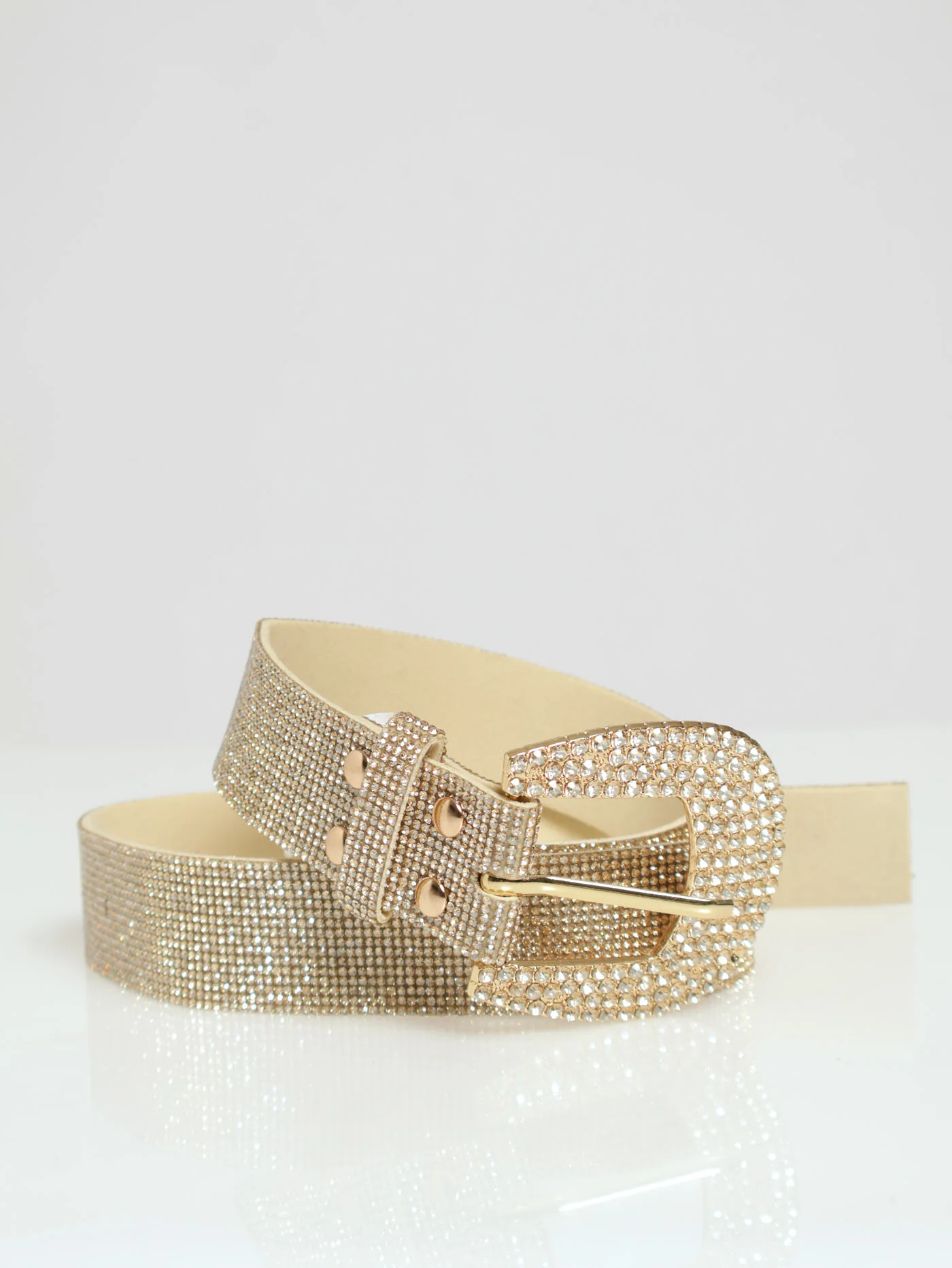 Full Diamante Fashion Belt - Gold - Image 2
