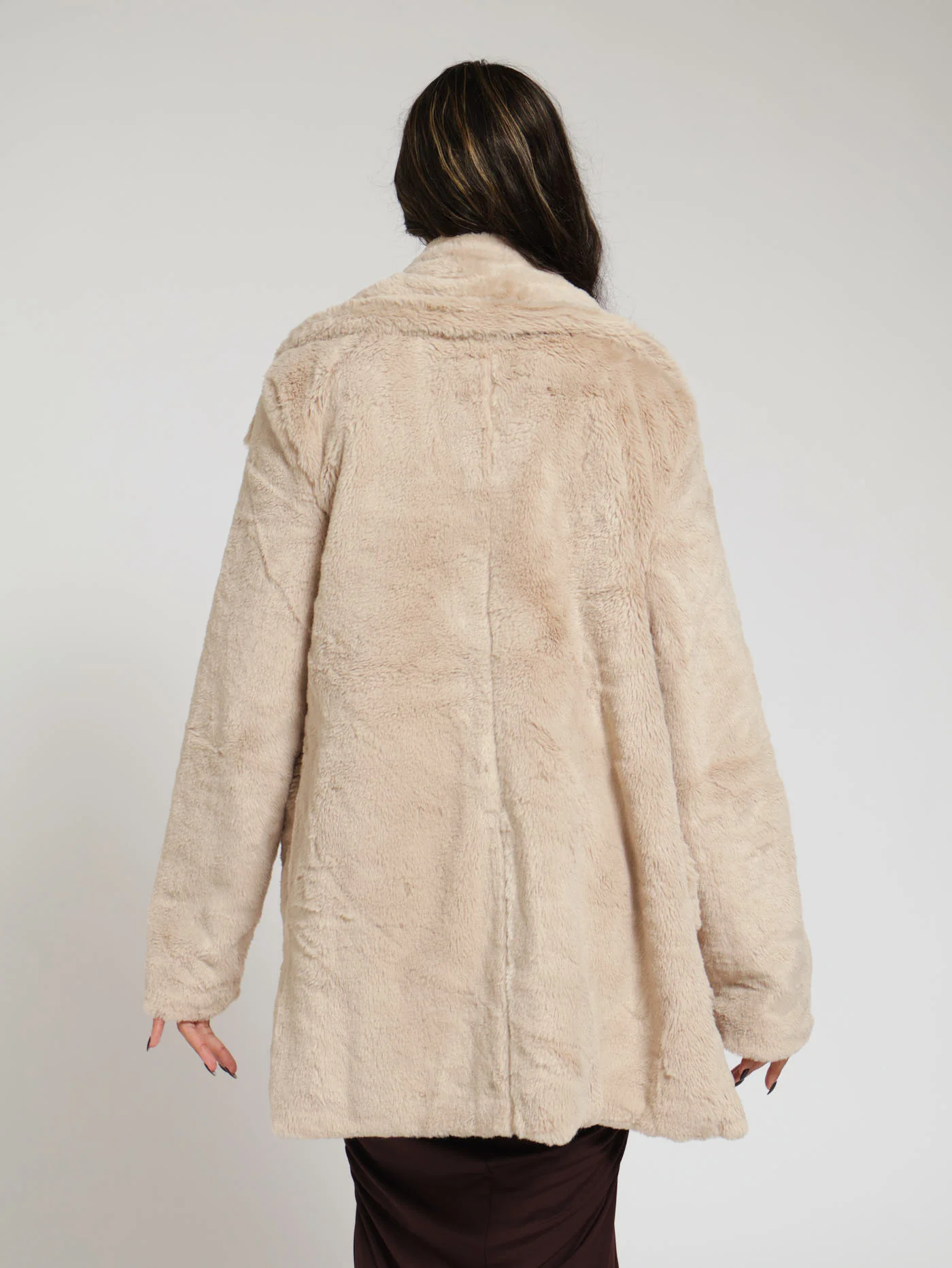 Full Fur Luxe Coat - Stone - Image 3