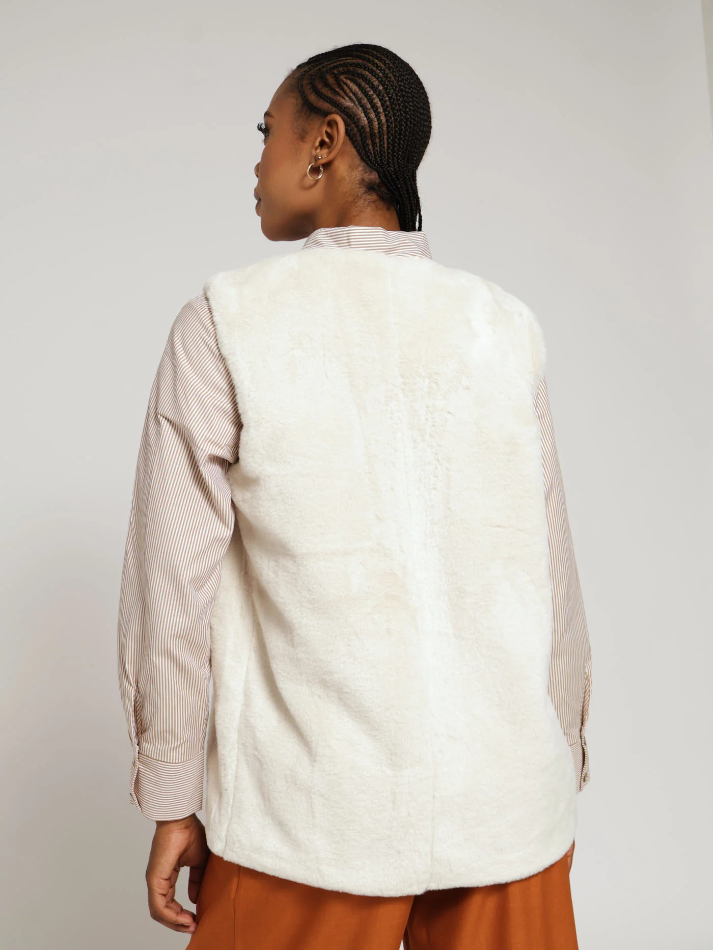 Fur Gilet Jacket - Cream - Image 3
