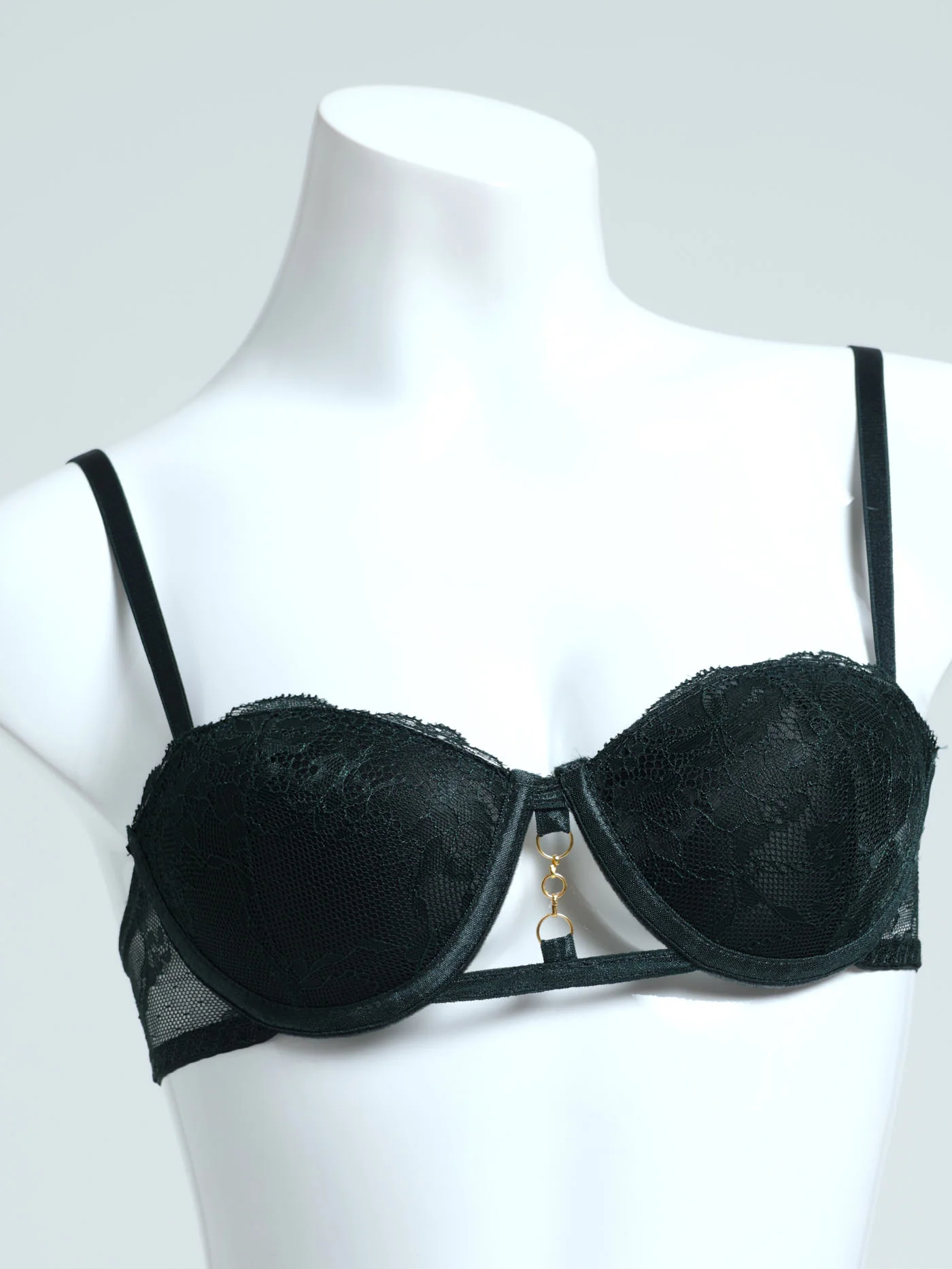 Galloon Lace Balconette Bra - Green