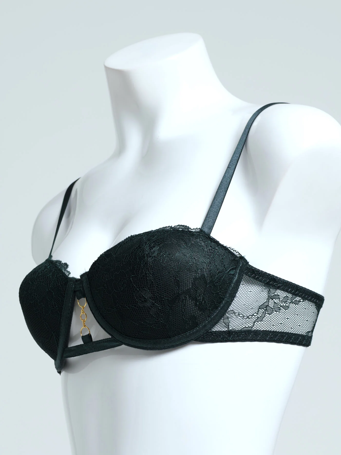 Galloon Lace Balconette Bra - Green - Image 2
