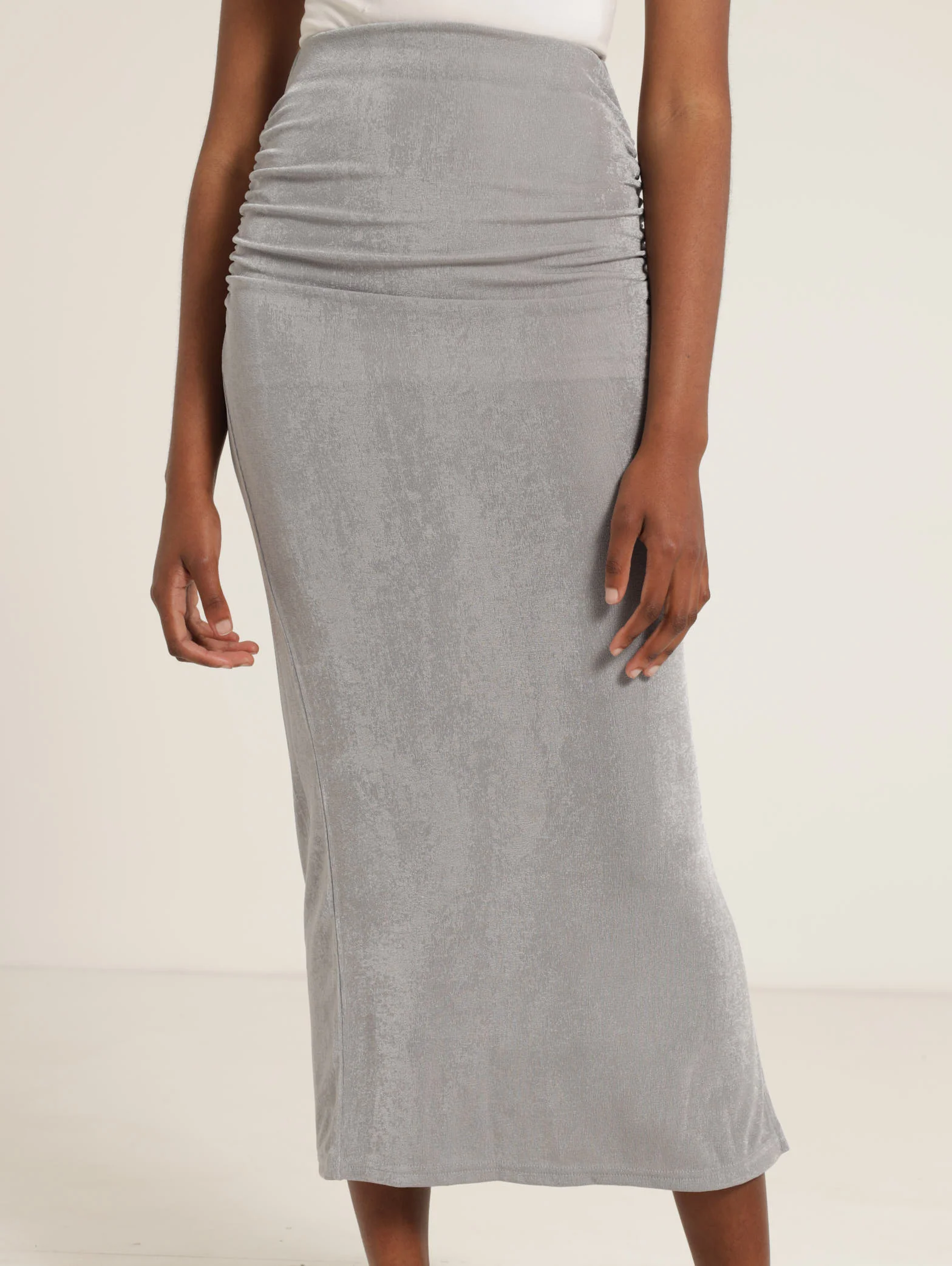 Gauged Side Slinky Bodycon Skirt