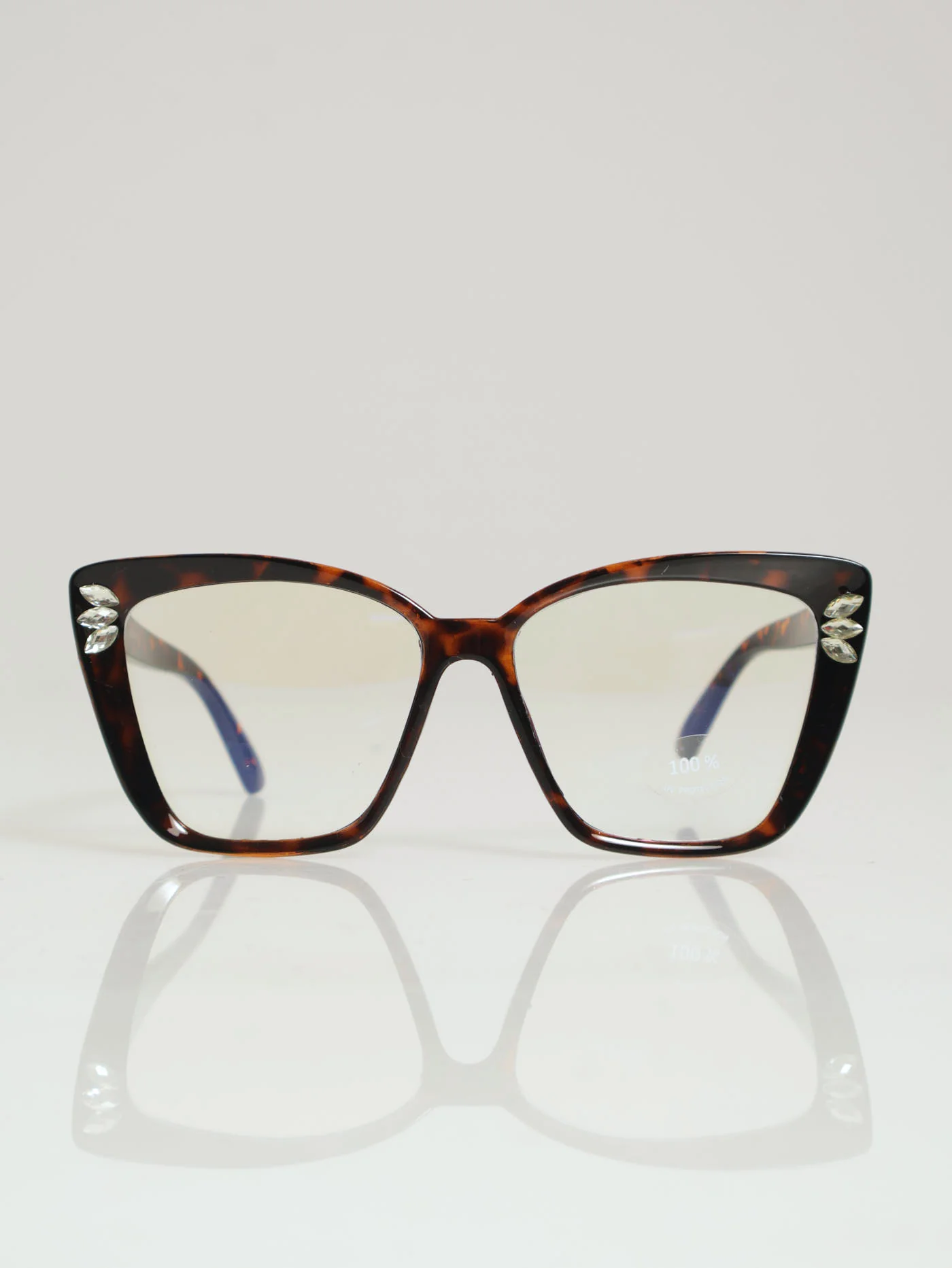 Gem Detail Blue Block Sunglasses - Brown