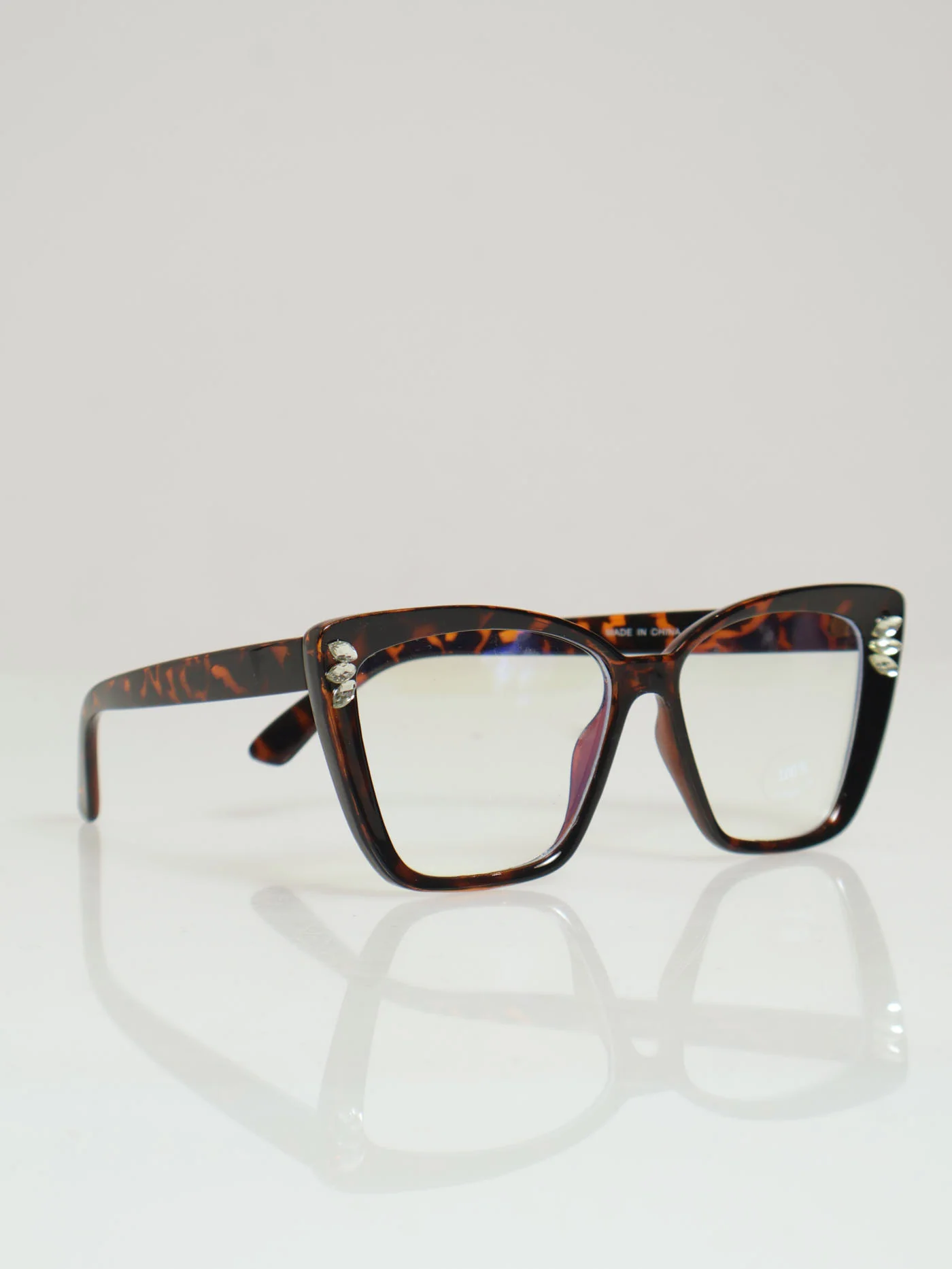 Gem Detail Blue Block Sunglasses - Brown - Image 2