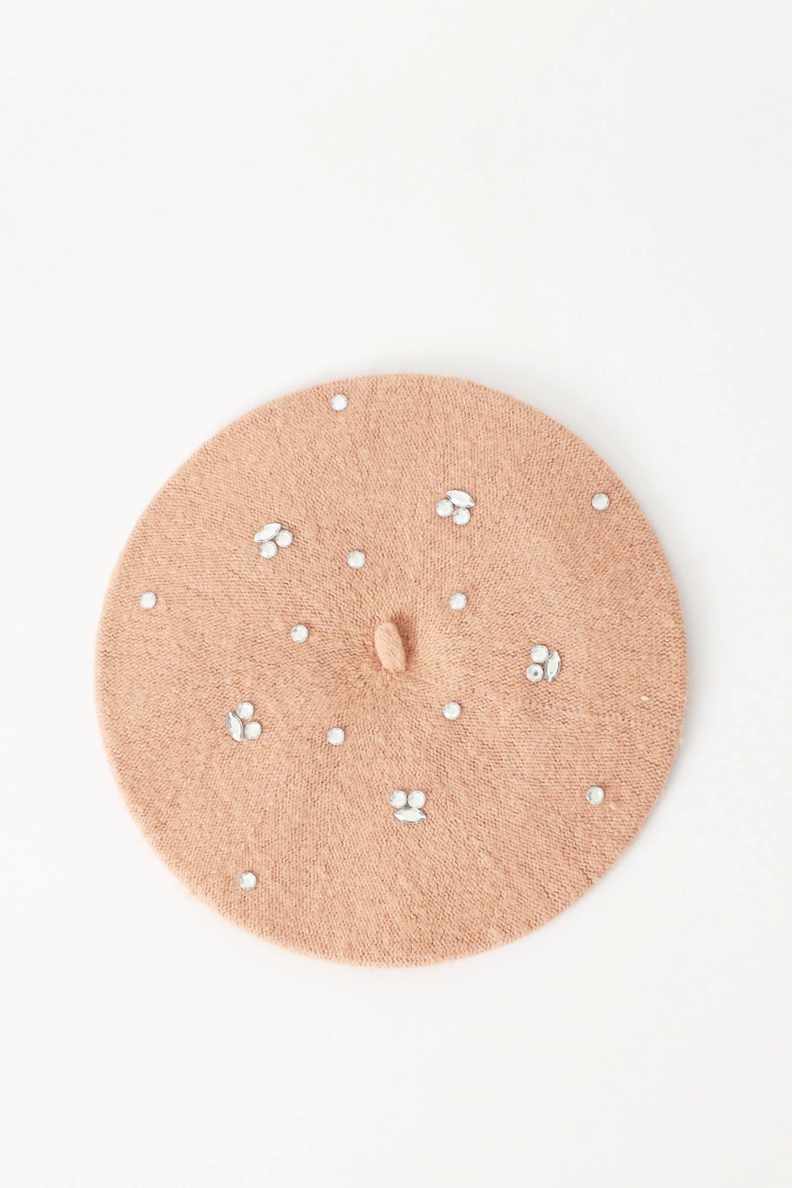 Gem Diamante Woolen Beret - Dusty Pink