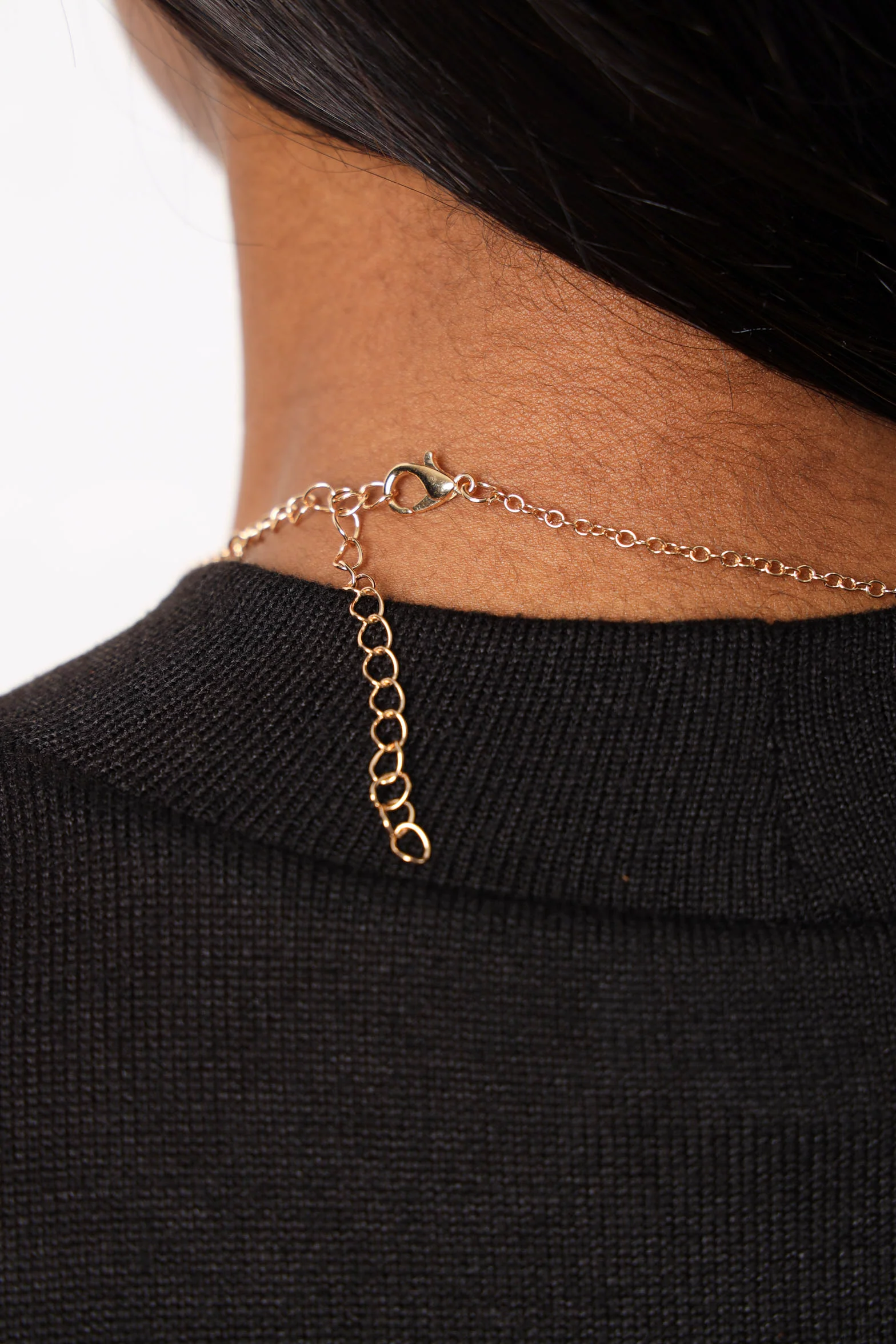 Gem Flower Pendant Necklace - Gold - Image 3