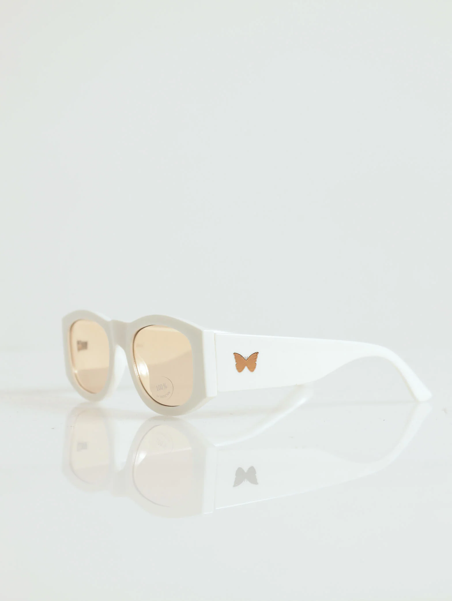Geo Chunky Plastic Sunglasses - Cream - Image 2
