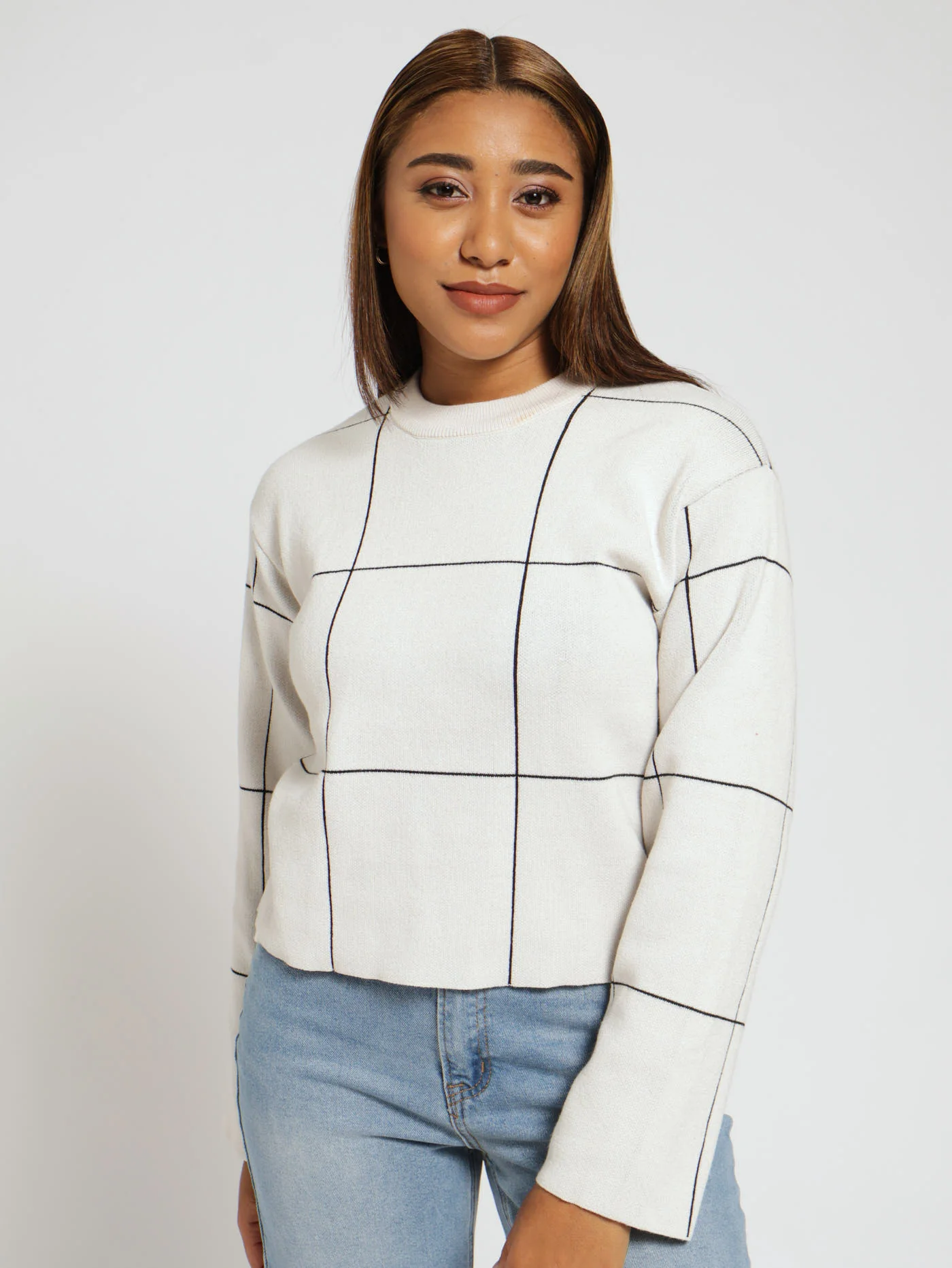 Geo Print Turtle Pullover - Cream