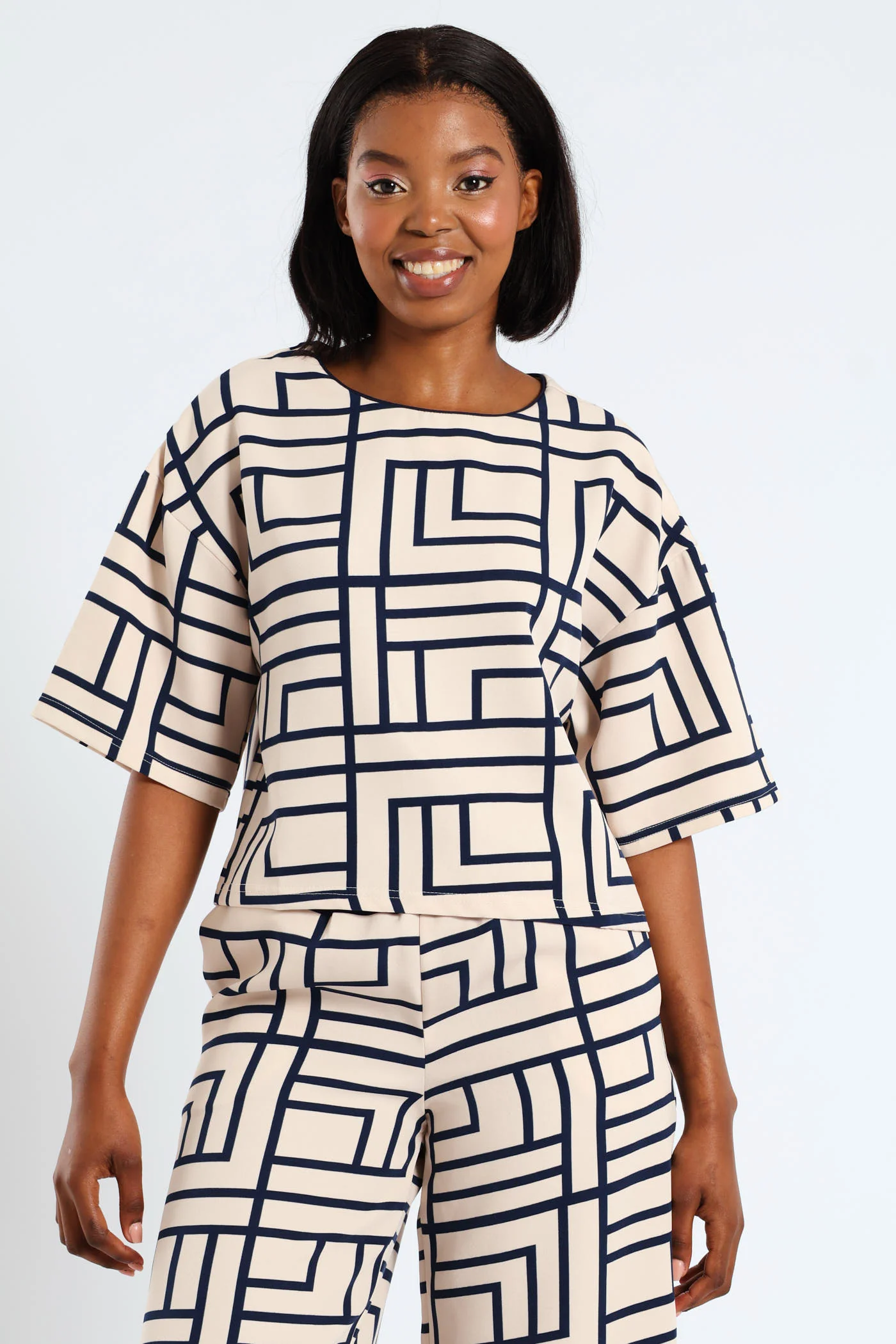 Geo Short Sleeve Barbi Tee - Navy - Image 2