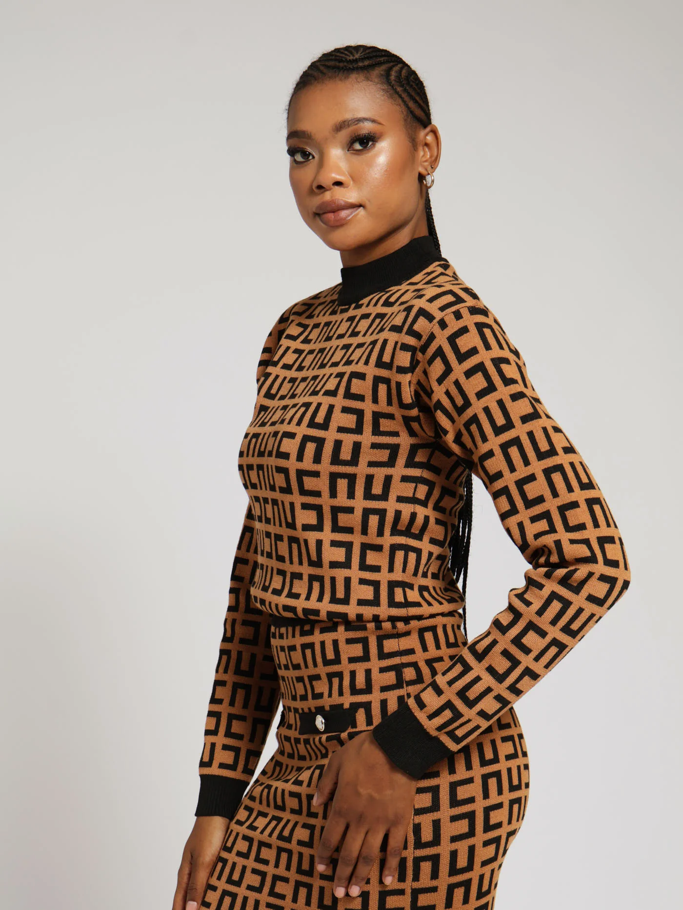 Geometric Print Knitwear Top - Image 2