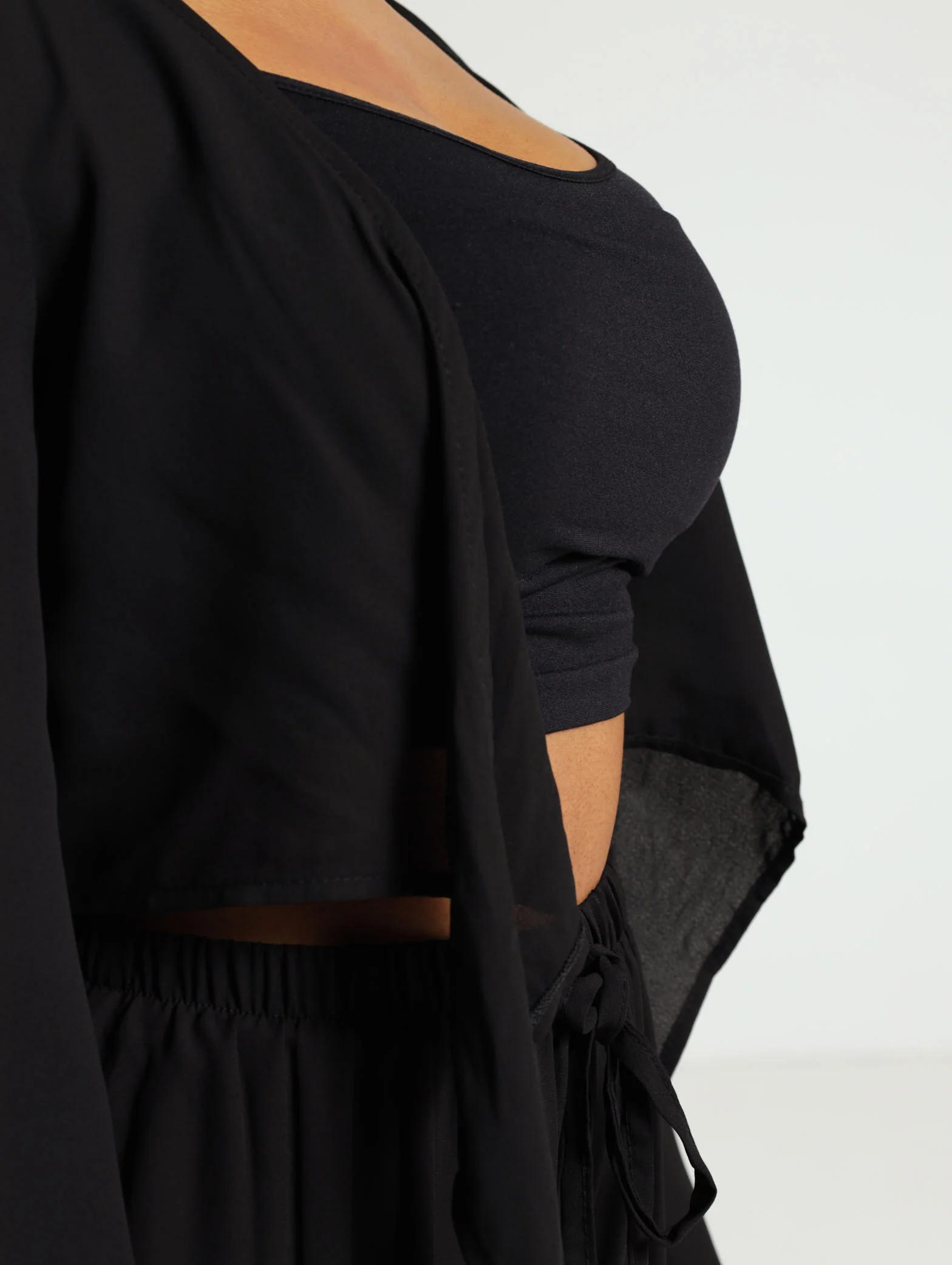 Georgette Bell Sleeve Cropped Tie Top - Image 5