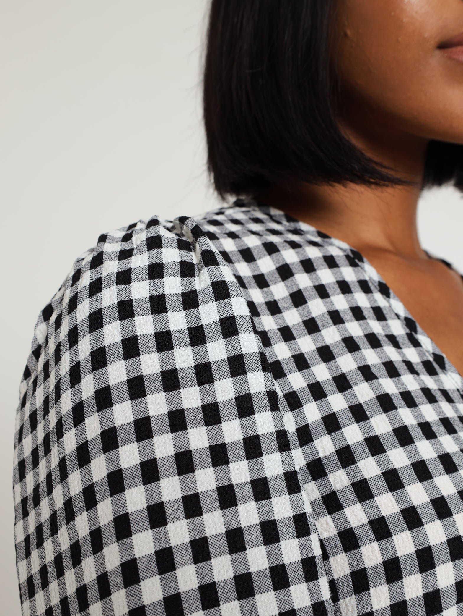Gingham Elastic Waist Blouse - Image 5