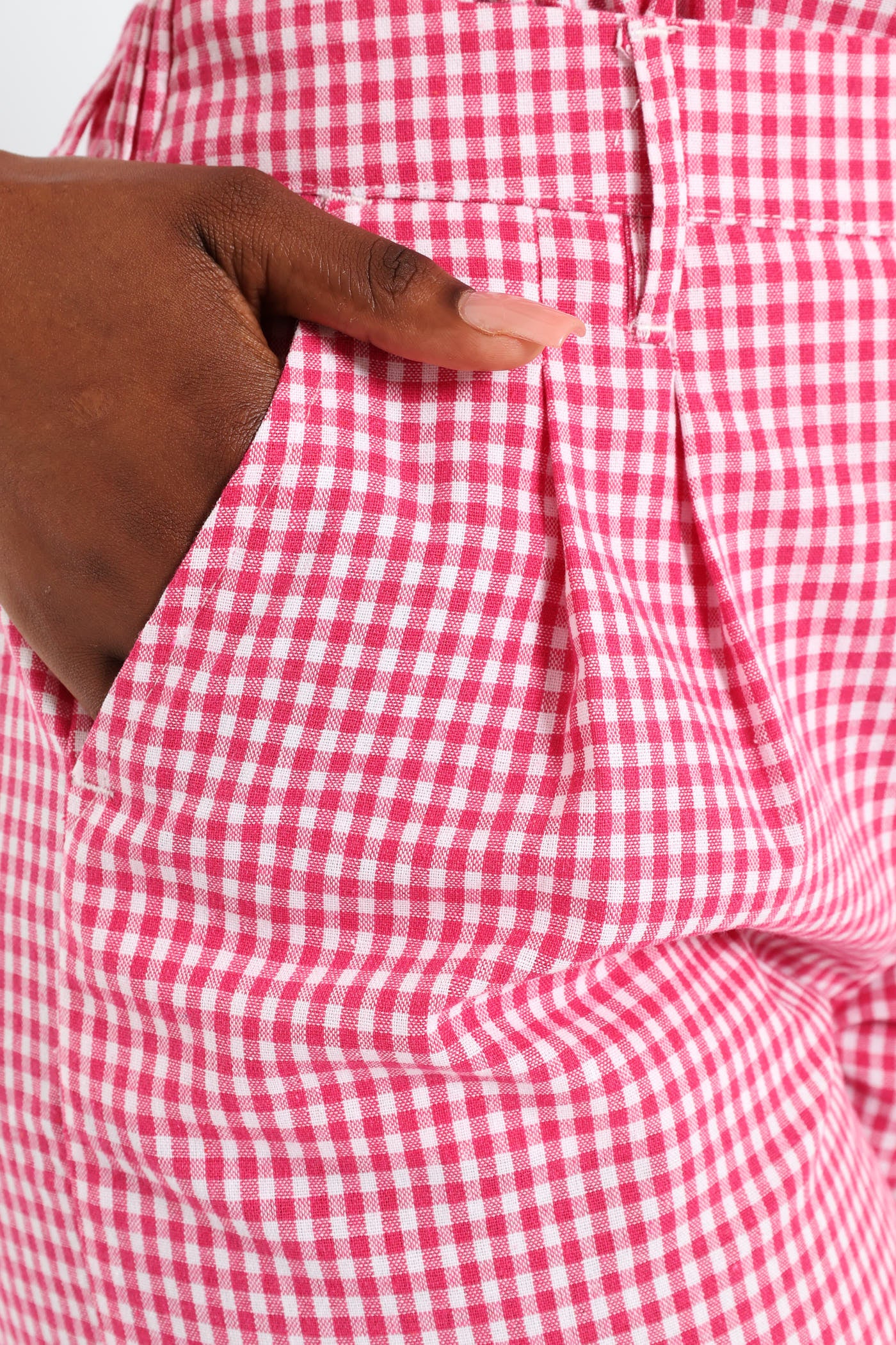Gingham Print Shorts - Pink - Image 6