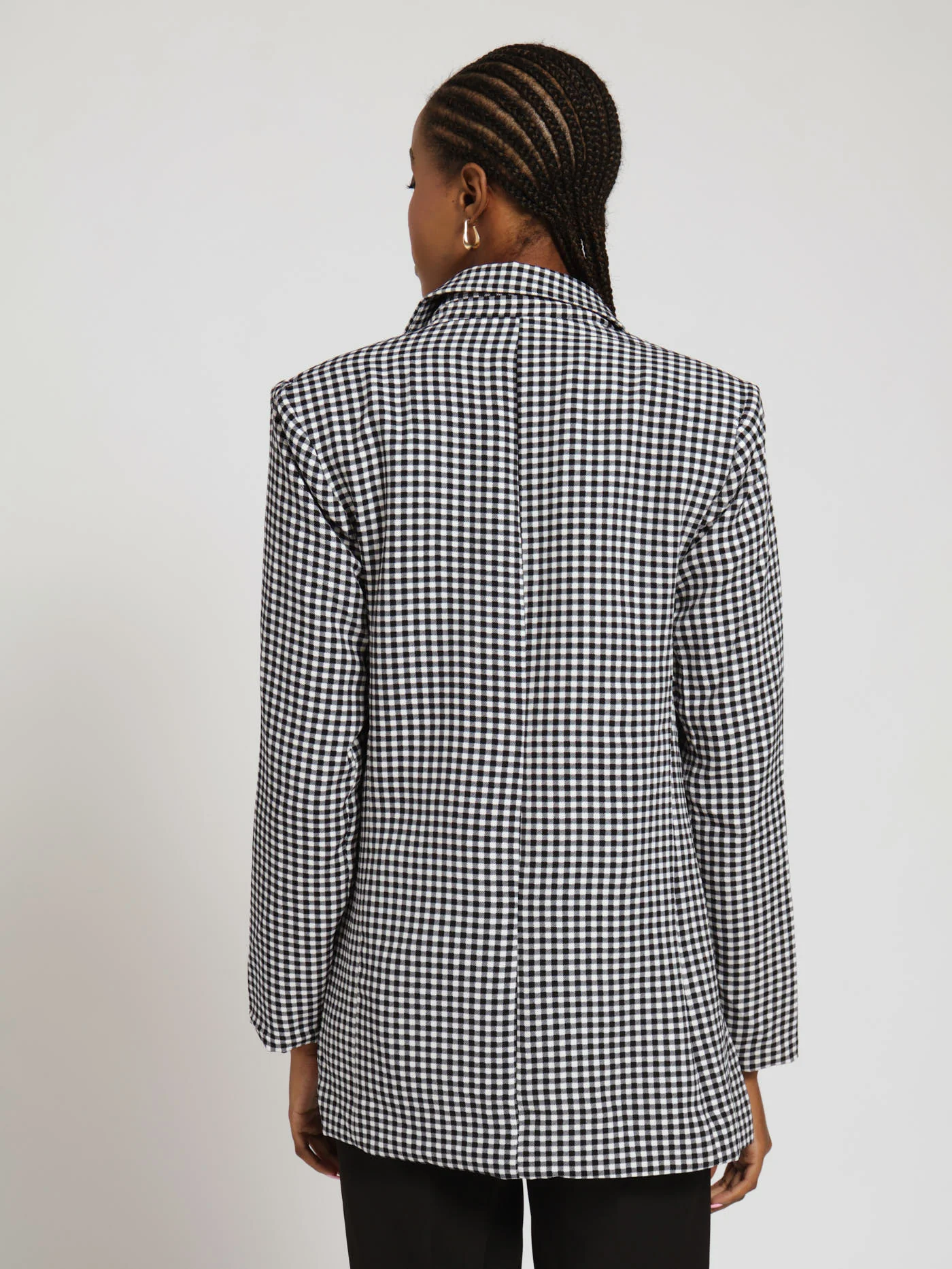 Gingham Straight Blazer - Check - Image 4