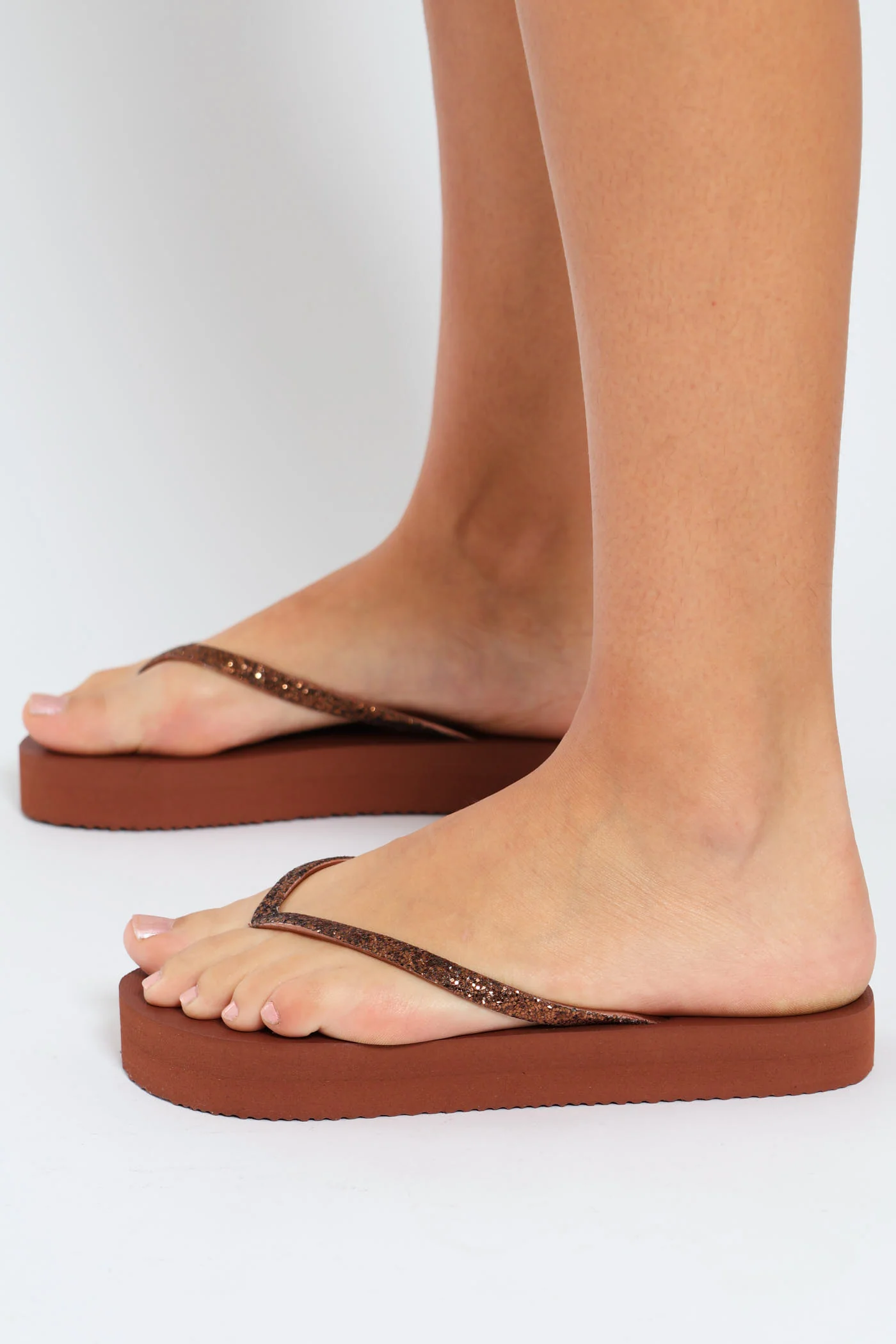 Glitter Flatform Thong - Tan - Image 3