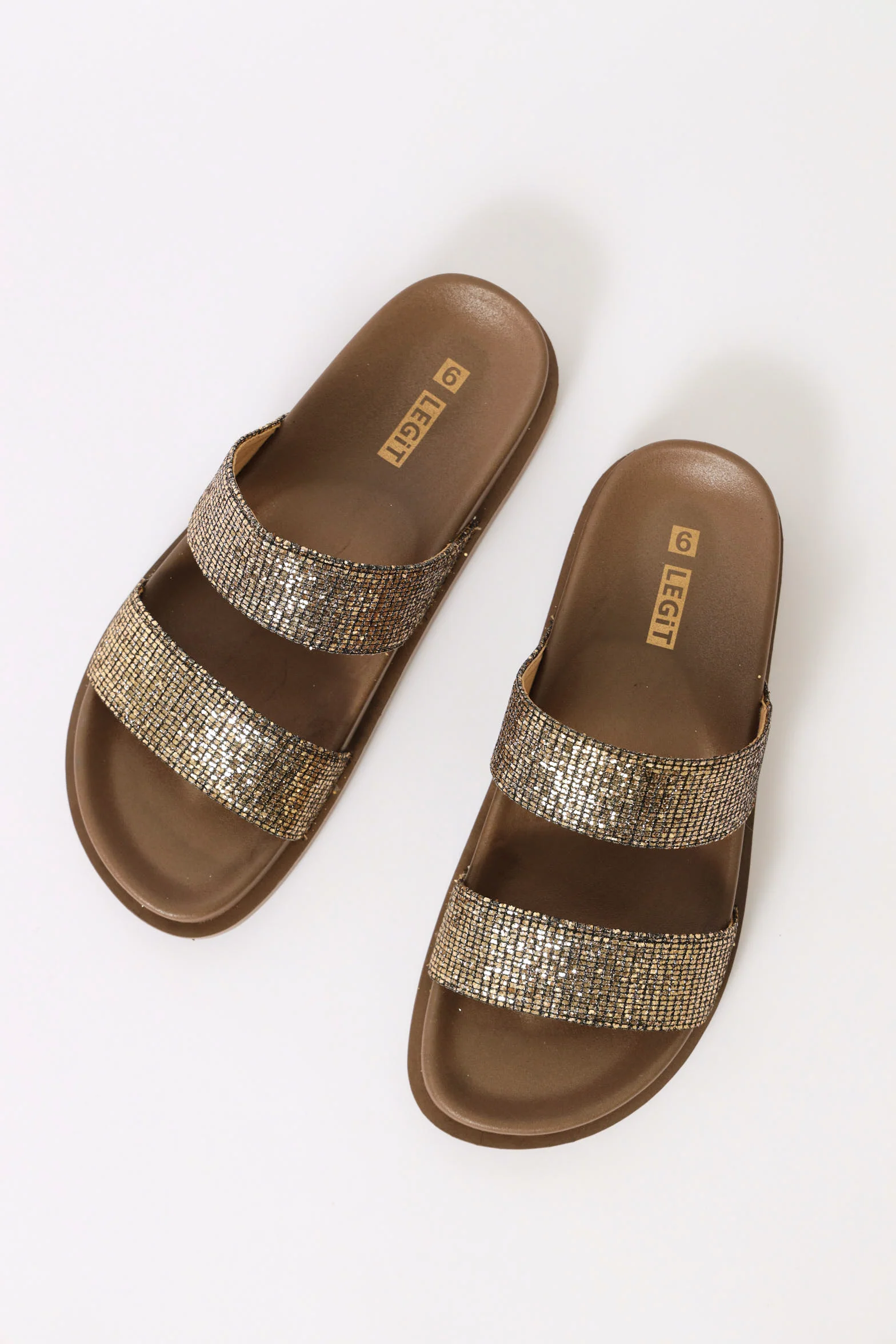 Glitz Double Strap Moulded Sandal - Bronze