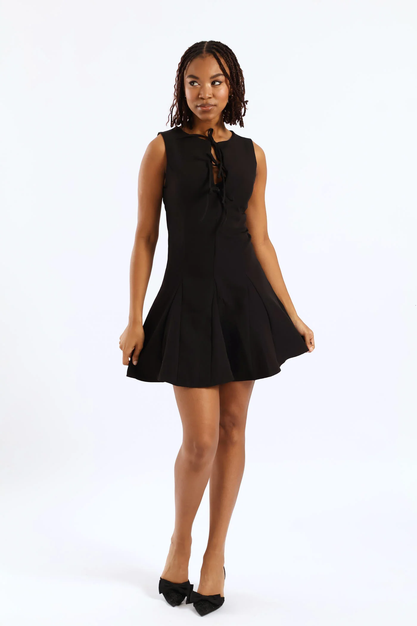 Godet Mini Dress - Black - Image 5