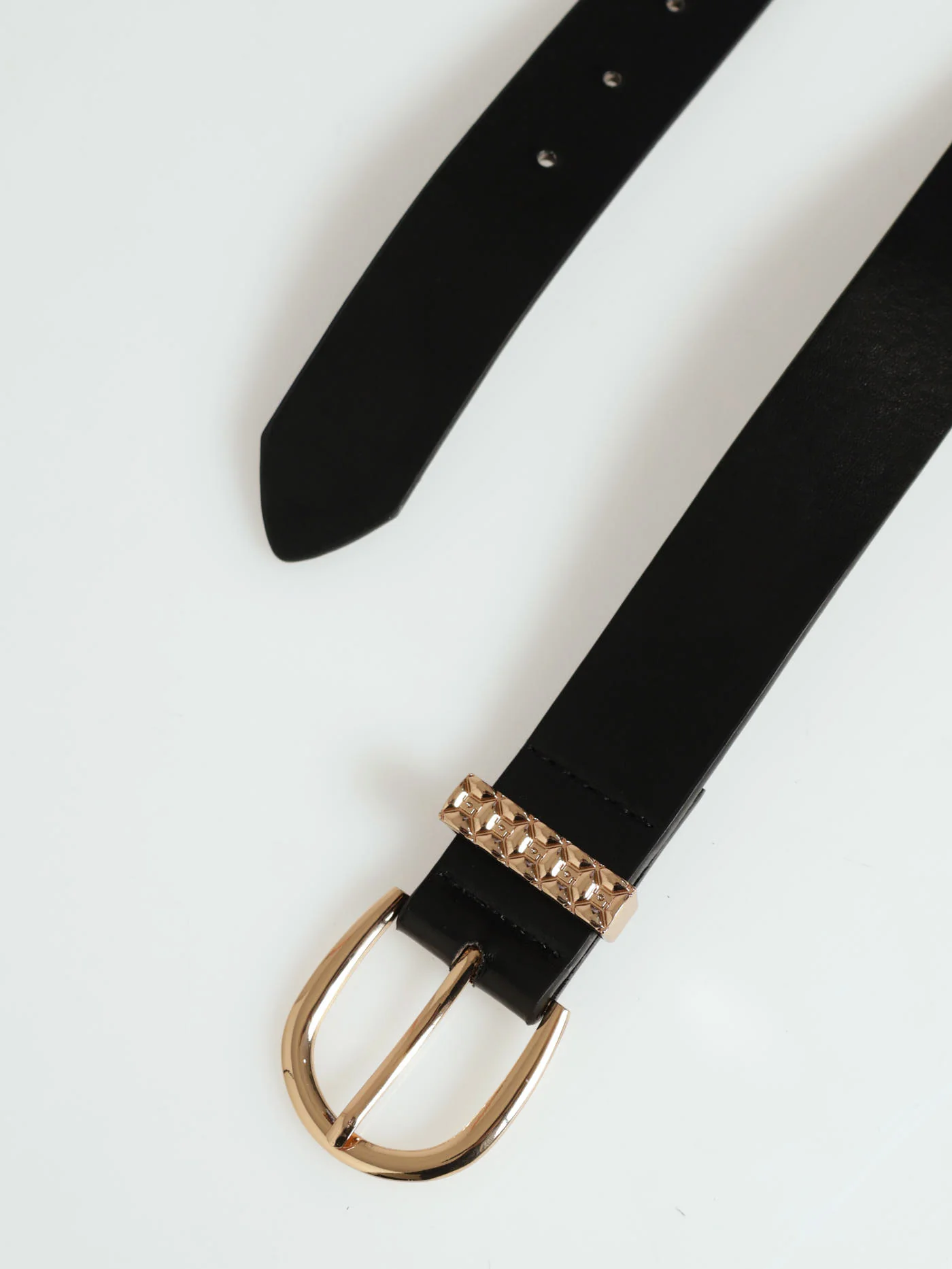 Gold Buckle & Monogram Loop Core Belt - Black - Image 2