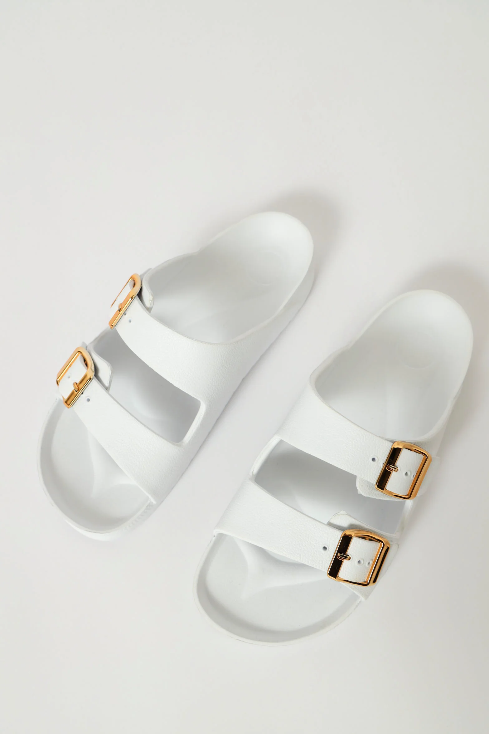 Gold Buckle Two Strap Sandal - White - Image 3