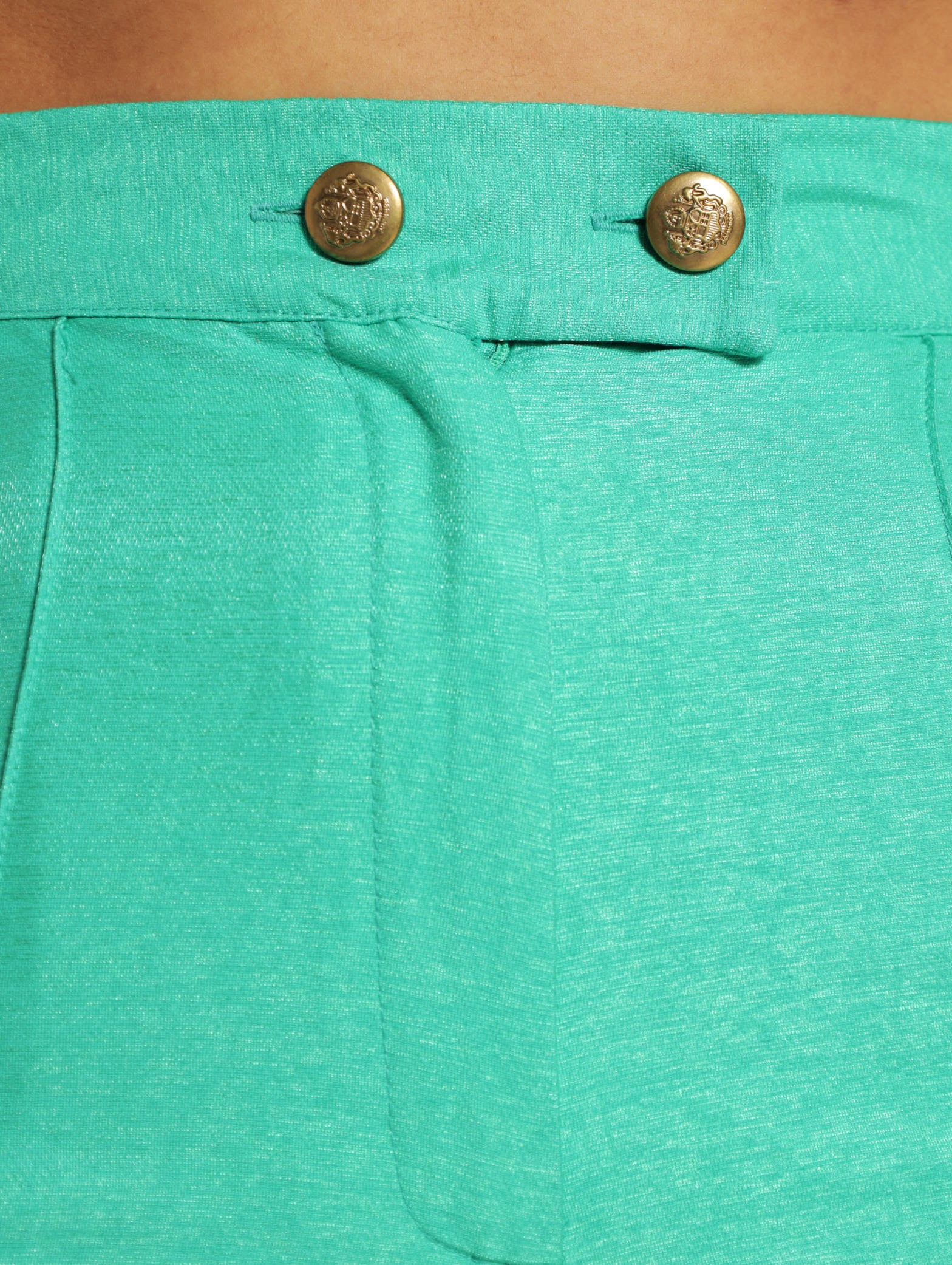 Gold Button Pin Tuck Wide Leg Pants - Image 5