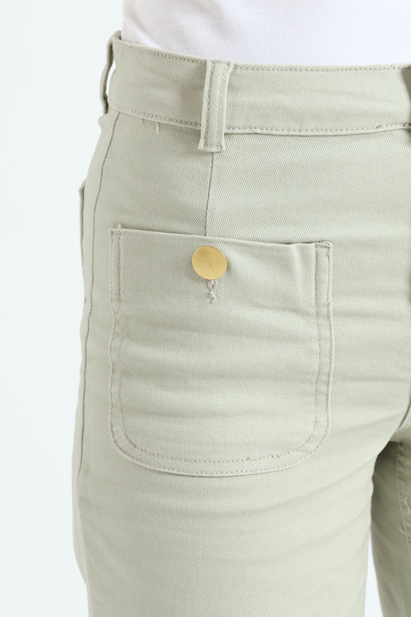 Gold Button Wide Leg Pants - Sage - Image 2